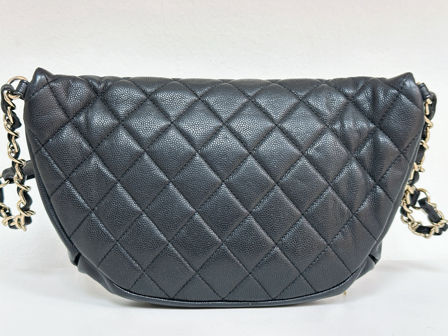 Chanel Black Quilted Caviar Leather Business Affinity Waist Belt Bag 2728 holo