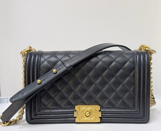 Chanel Medium Caviar Boy Bag Black GHW