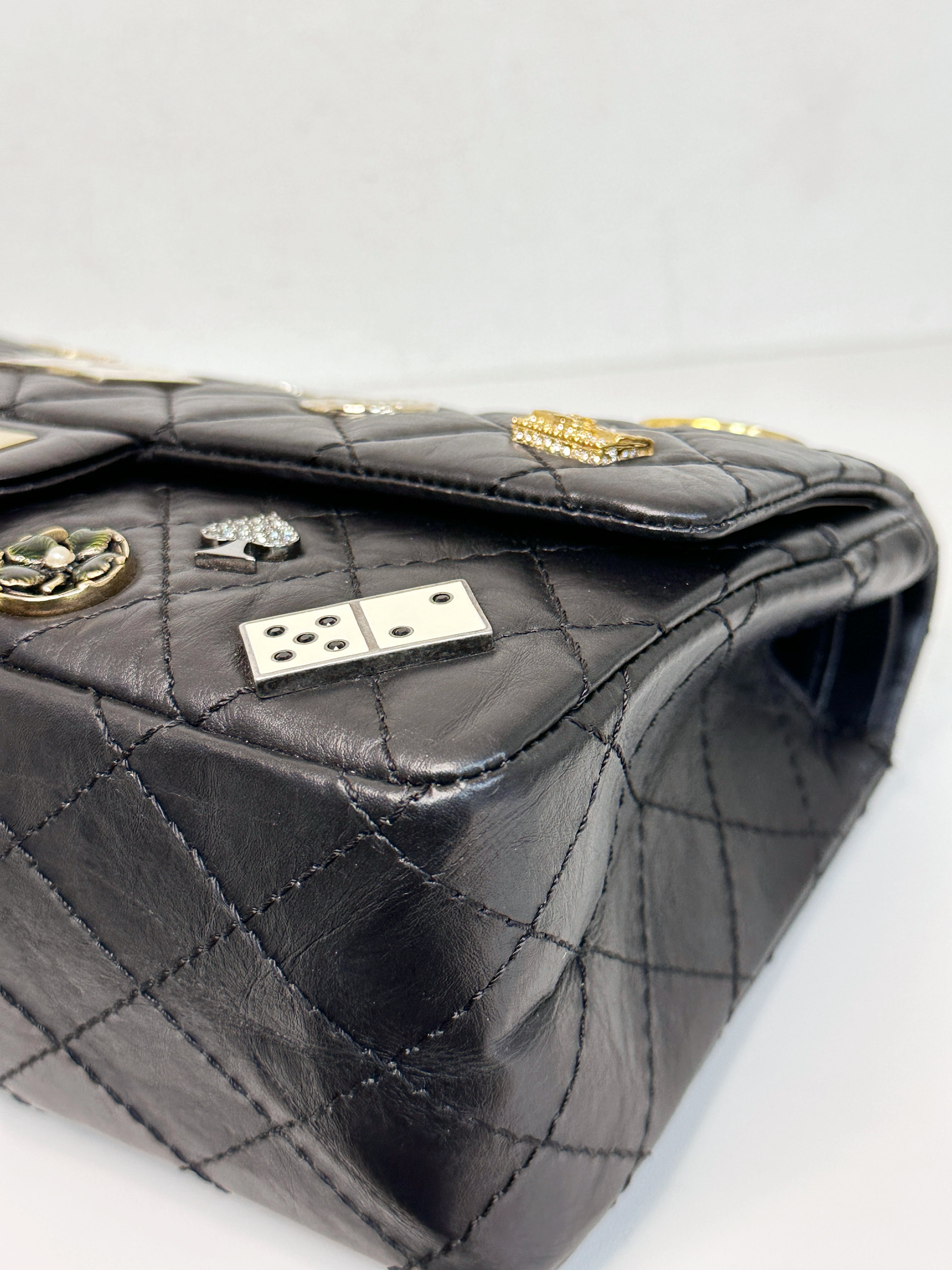 Chanel Small 2.55 Reissue Aged Calfskin Lucky Charms 225 Flap Black GHW