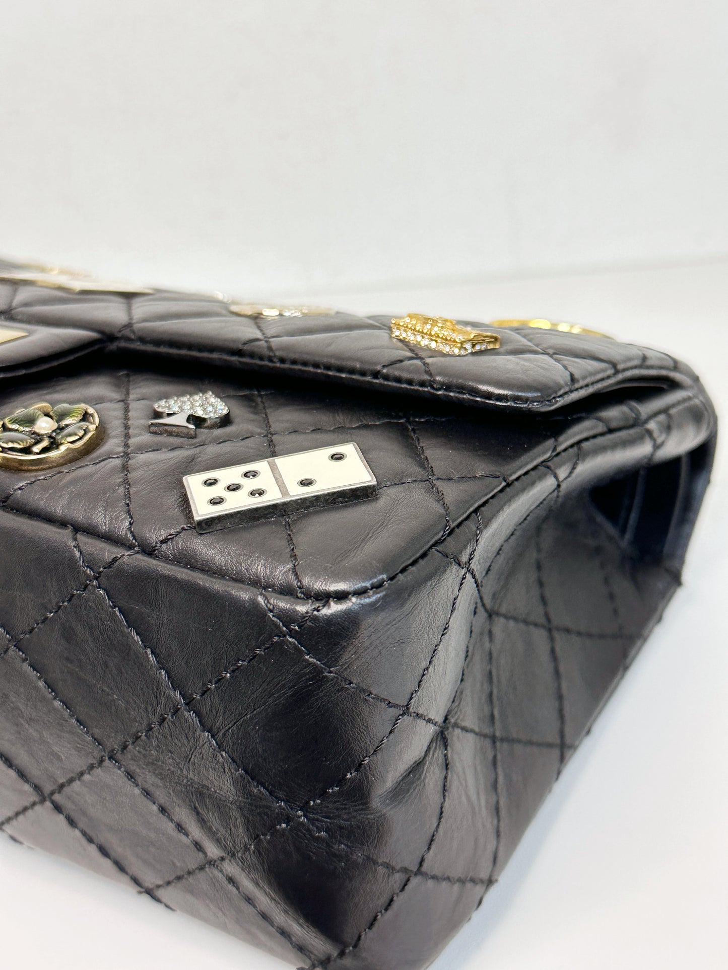 Chanel Small 2.55 Reissue Aged Calfskin Lucky Charms 225 Flap Black GHW