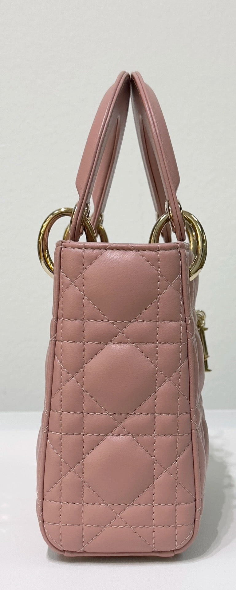 Christian Dior Mini Lambskin Cannage Lady Dior Pink GHW