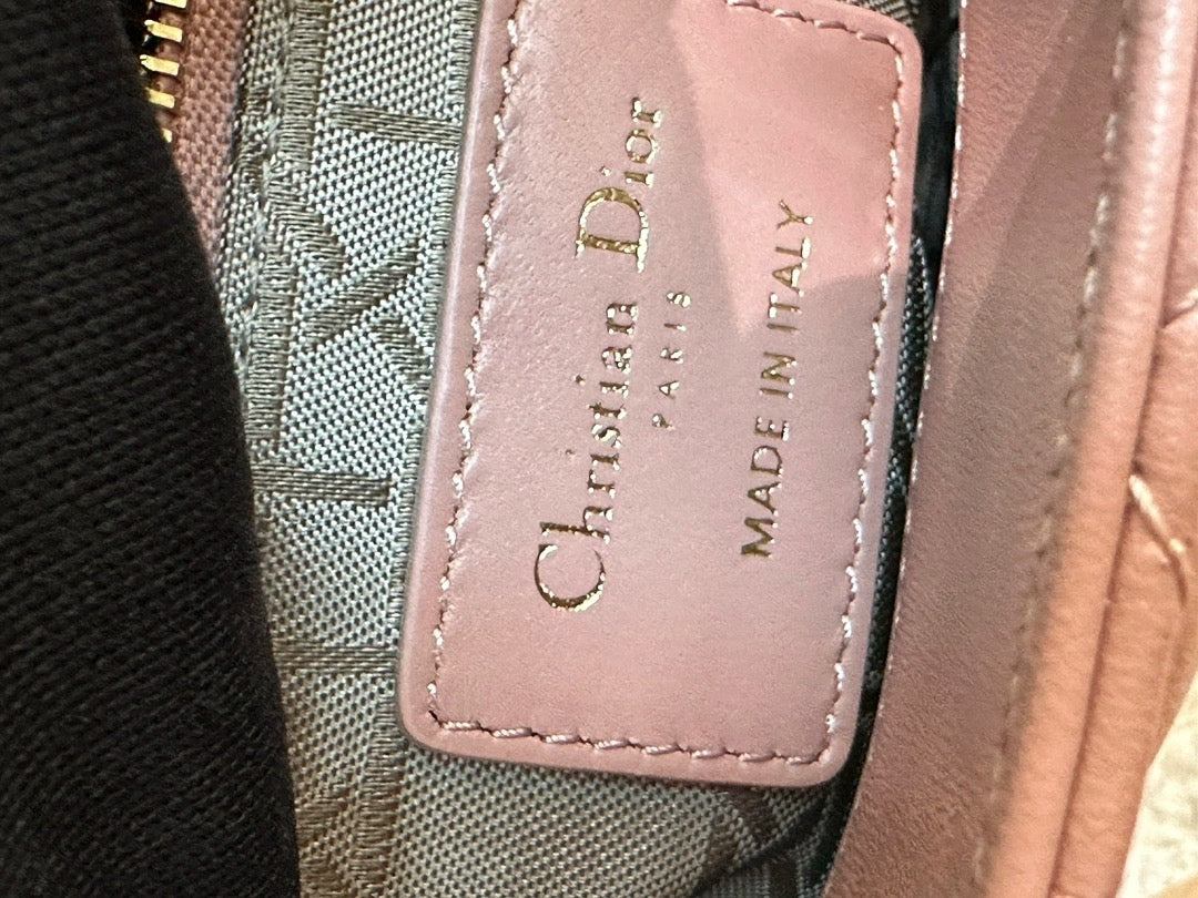 Christian Dior Mini Lambskin Cannage Lady Dior Pink GHW