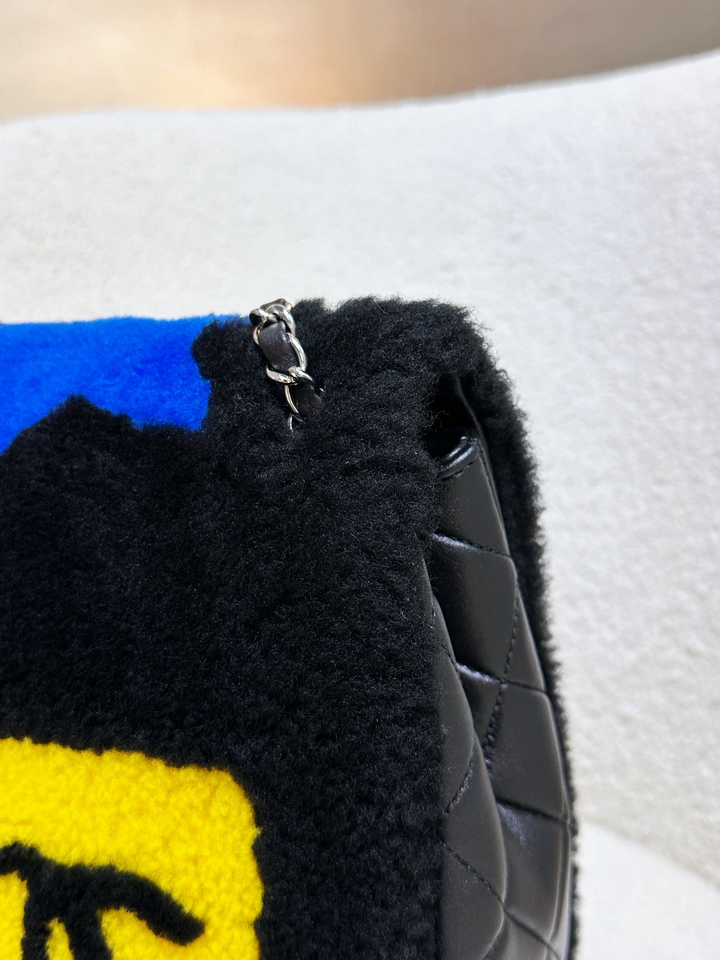 Chanel Jumbo Classic Flap  Maxi Pop Art No. 5 Caption Comic Lambskin Black Multicolor Bag 2030 holo
