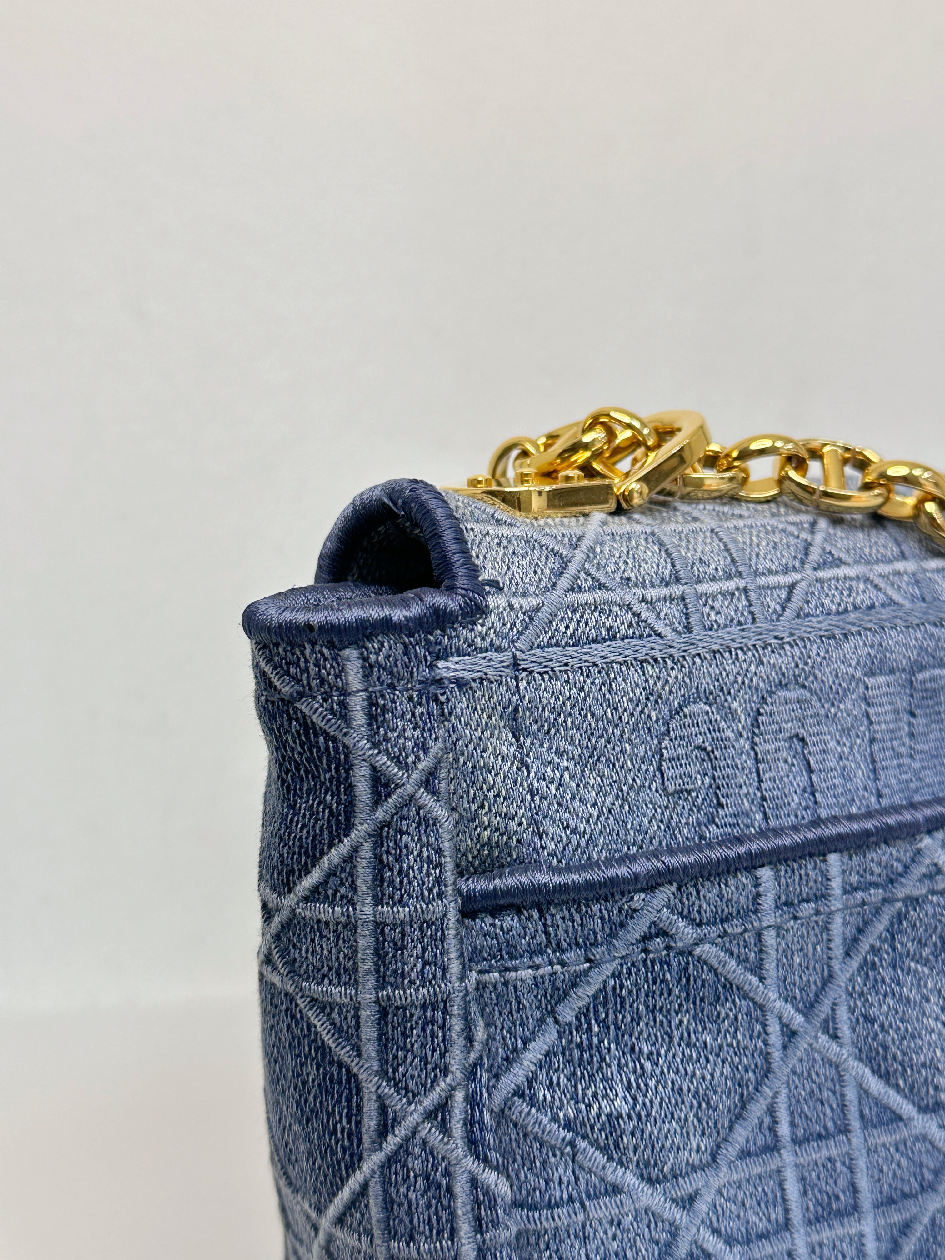 Christian Dior Denim Cannage Small Caro Bag Blue