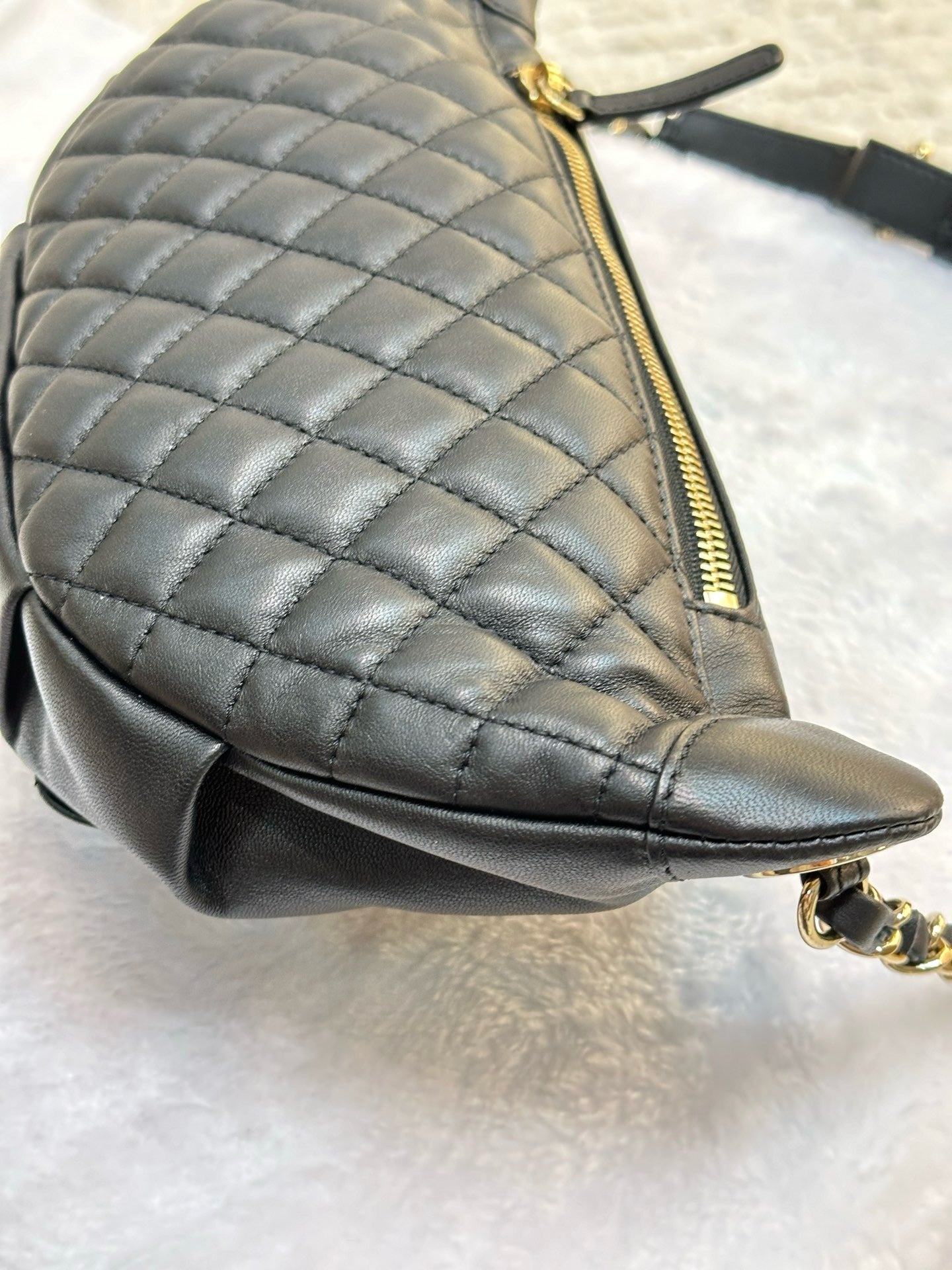 Chanel Lambskin Quilted Waist Bag Fanny Pack Black GHW