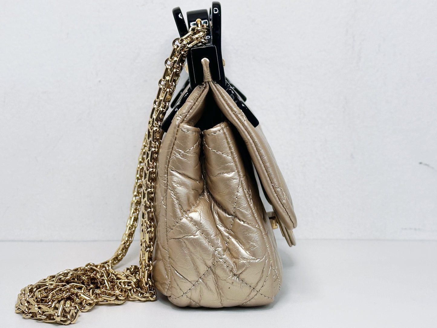 Chanel Aged Calfskin Quilted 2.55 Reissue Mini Hanger Flap Gold 2355 holo card