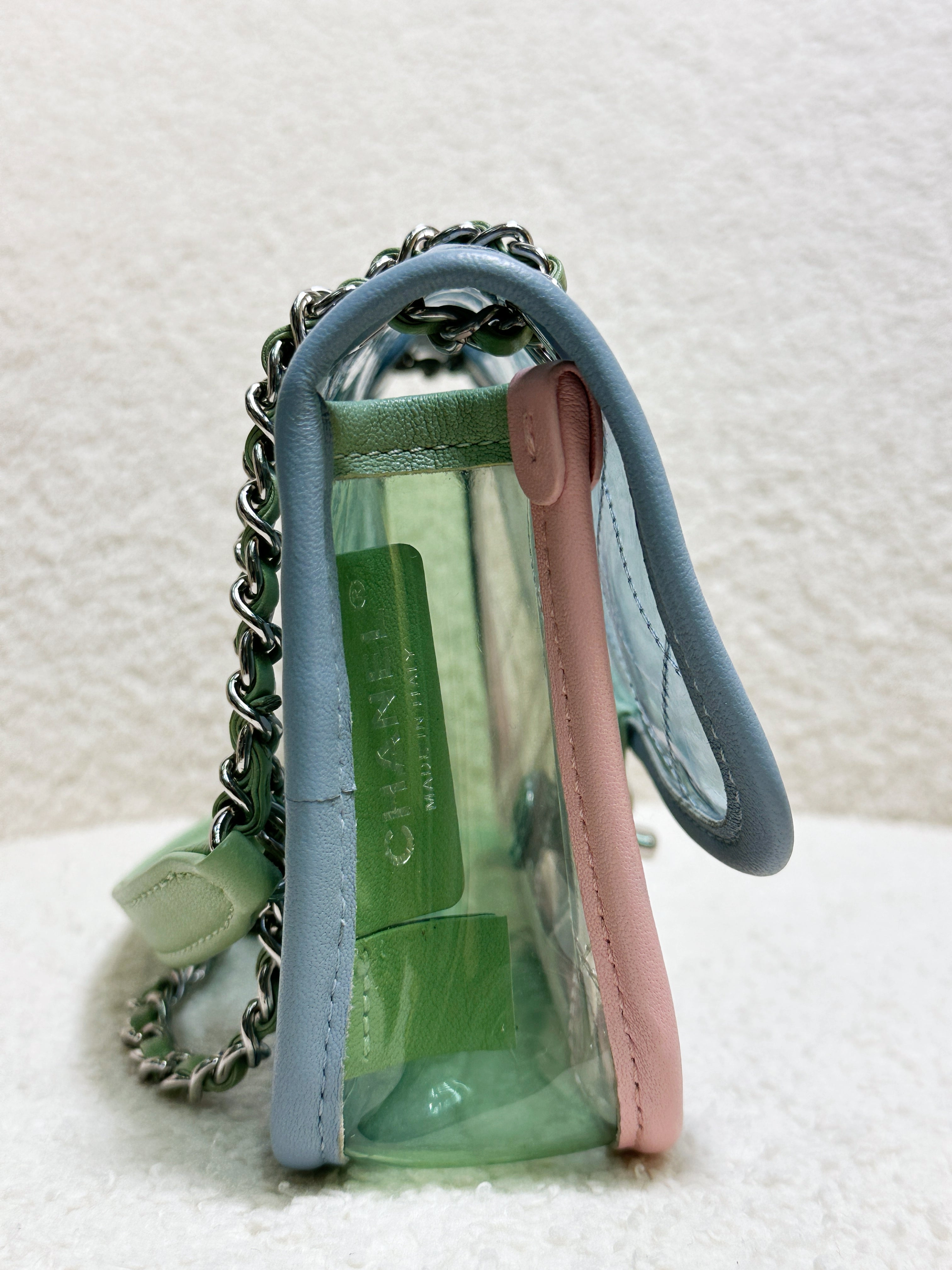 Chanel Coco Splash PVC Mini Flap Bag Blue/Pink/Green 25 holo