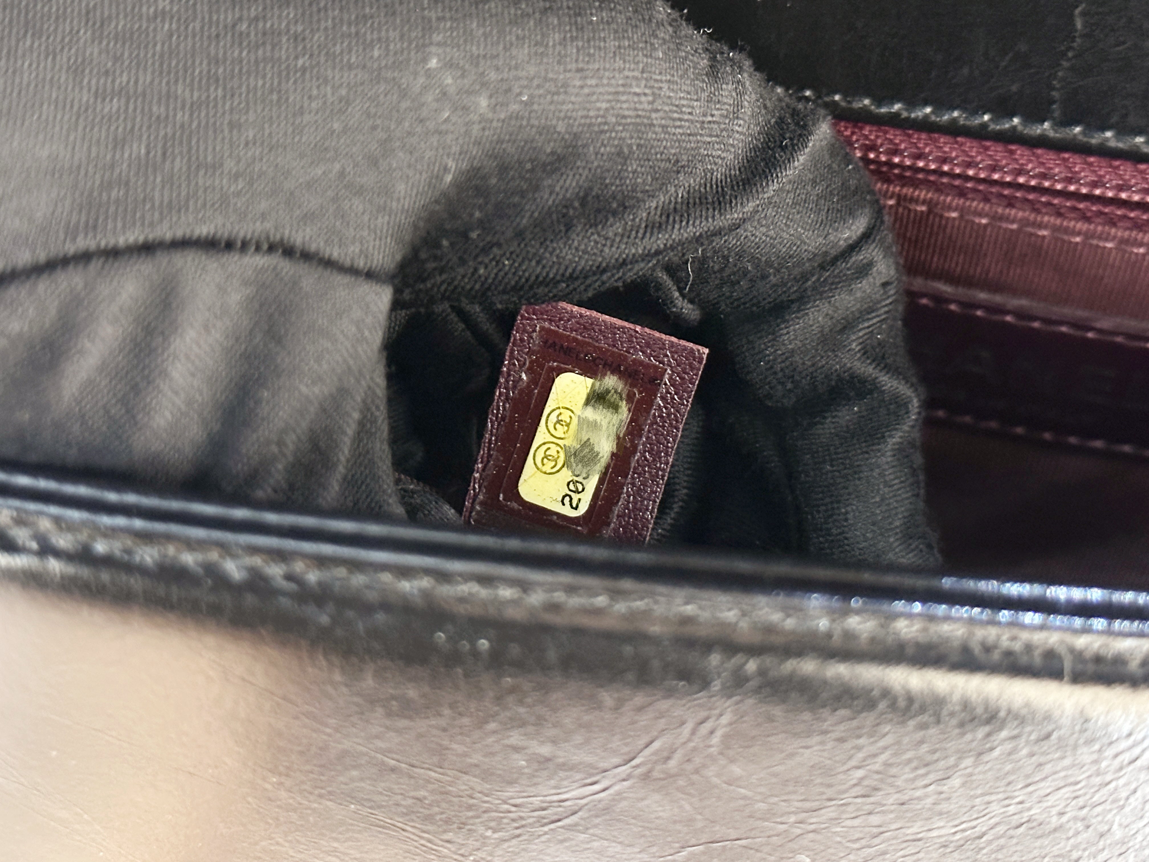 Chanel Boy Black Leather Chain Shoulder Bag 2099 holo card