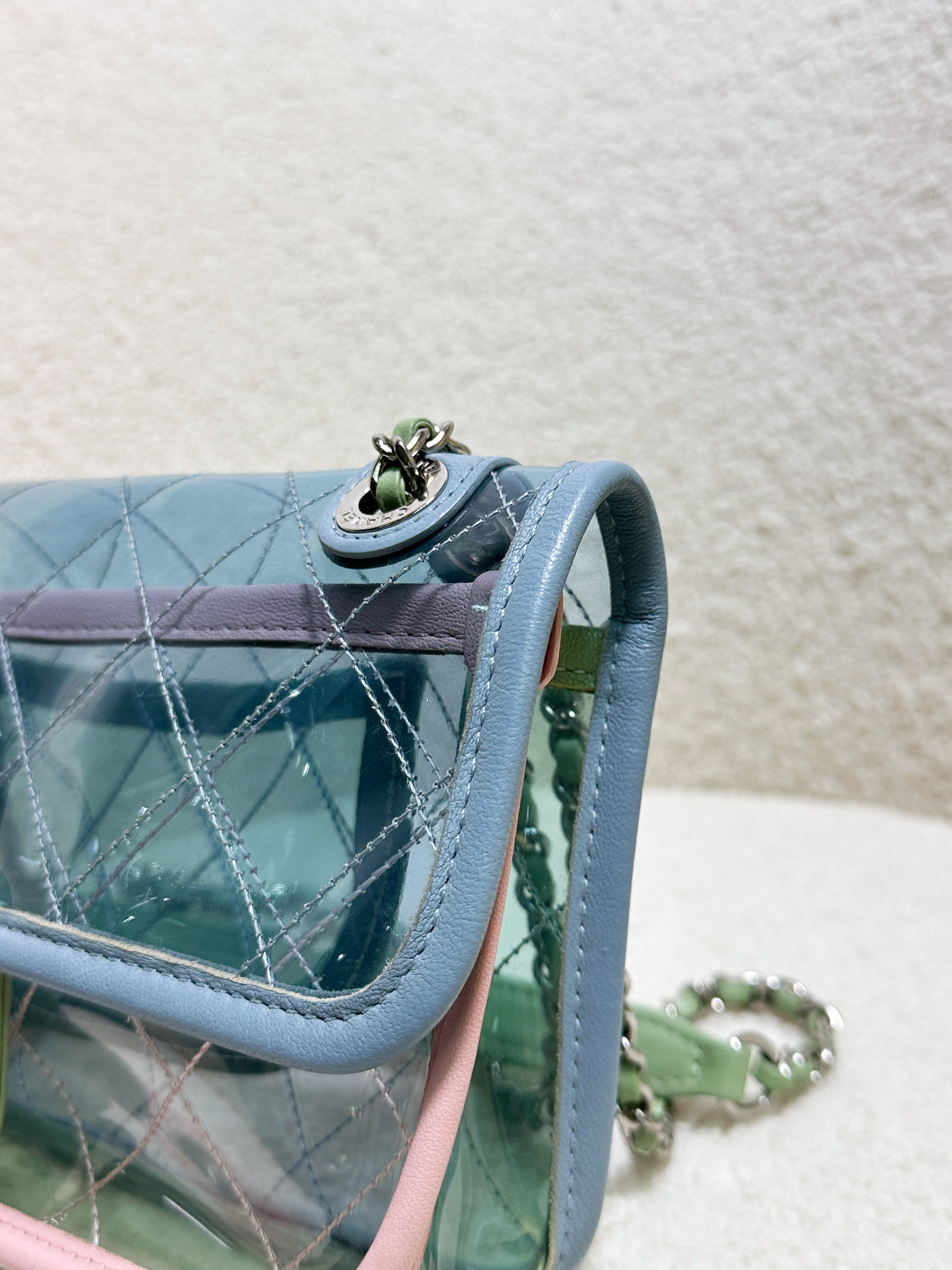 Chanel Coco Splash PVC Mini Flap Bag Blue/Pink/Green 25 holo