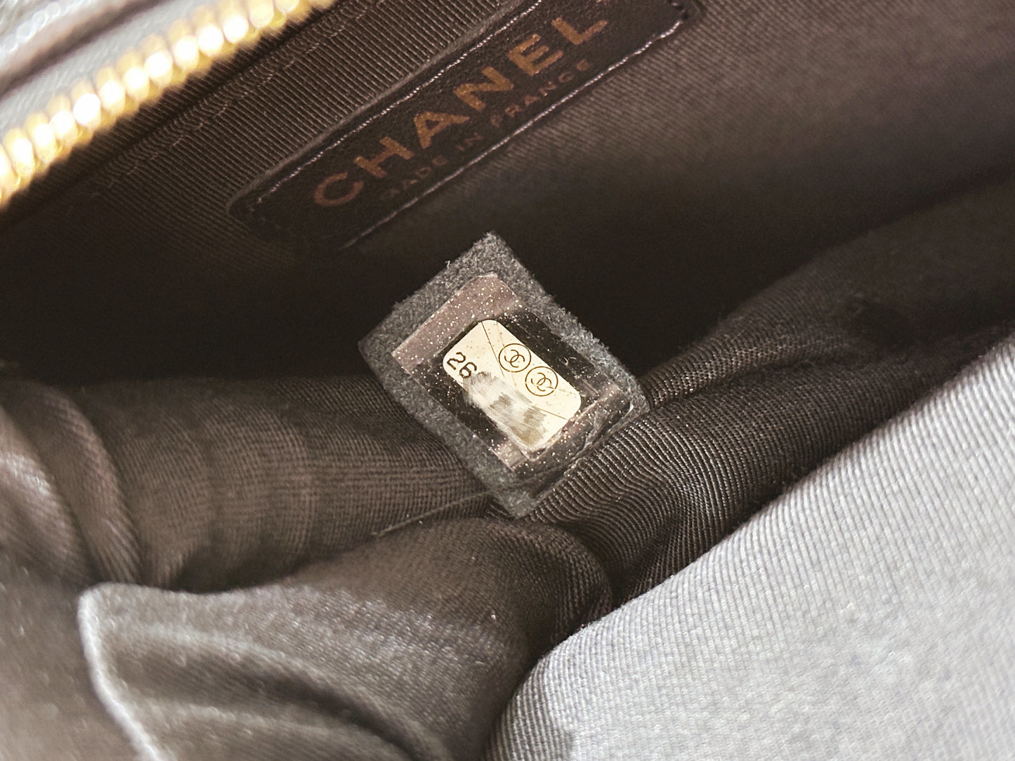 Chanel CC Day Backpack Quilted Caviar Mini Black 268 holo card