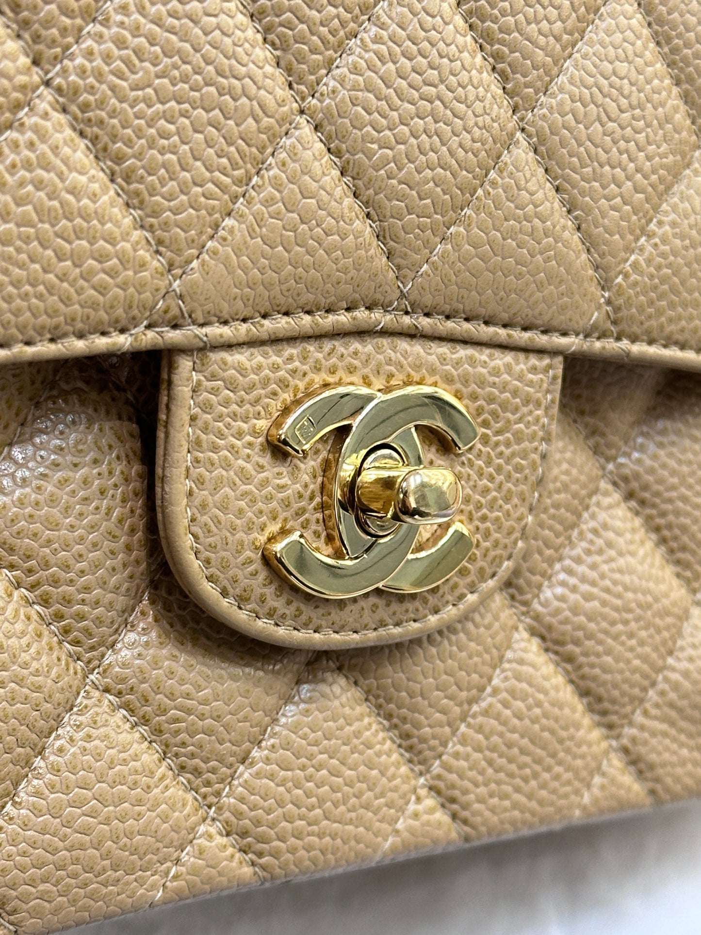 Chanel Small Caviar Quilted Double Flap Bag Beige