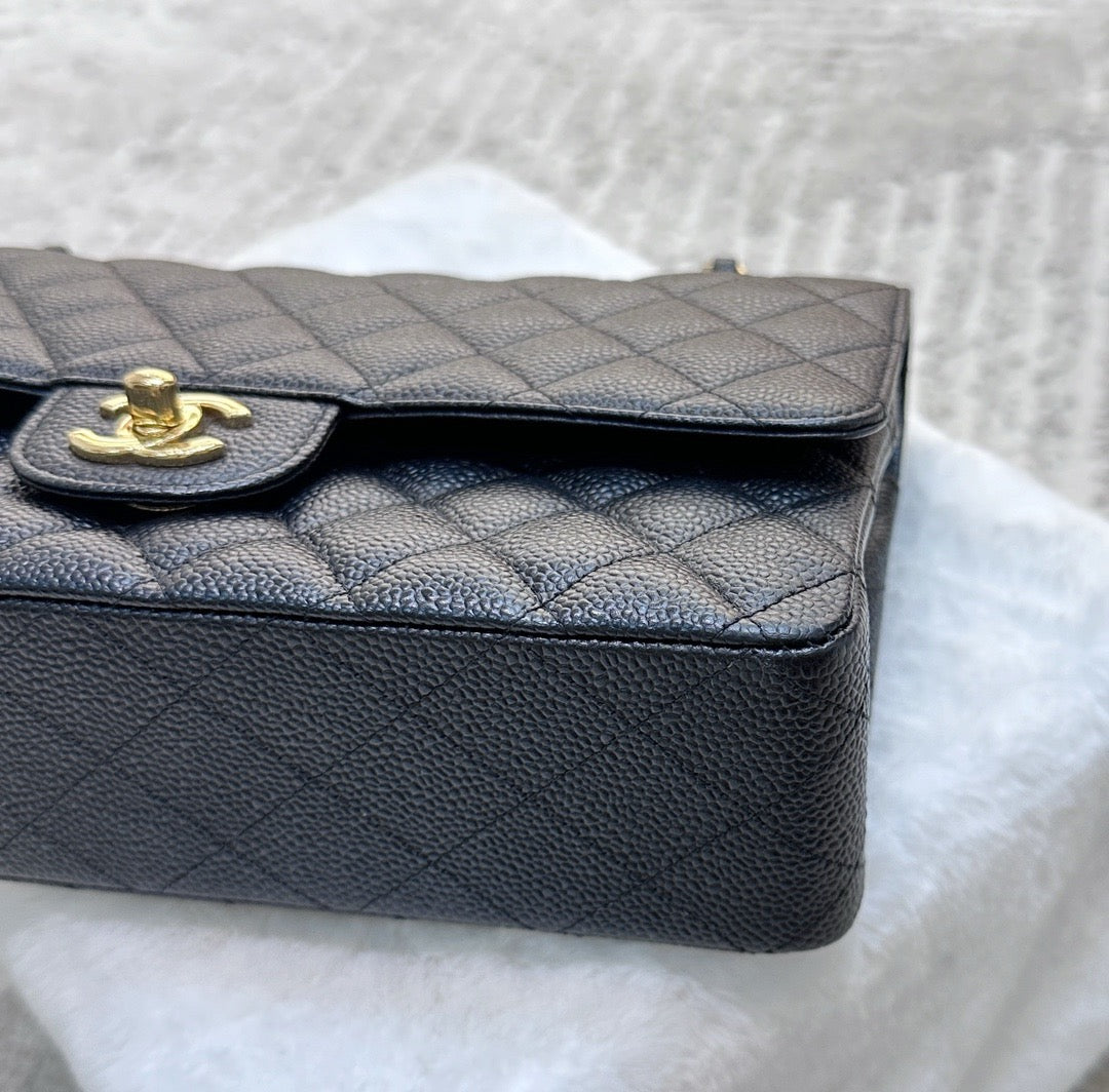 Chanel Medium Classic Flip Caviar Bag Black GHW