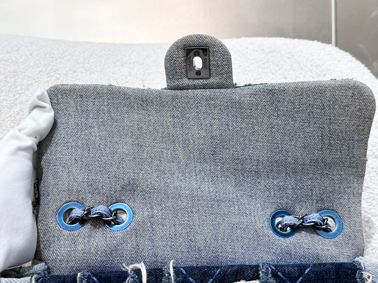 Chanel Blue Denim Paris Dallas Flap Bag Aged Silver Hardware, 2014