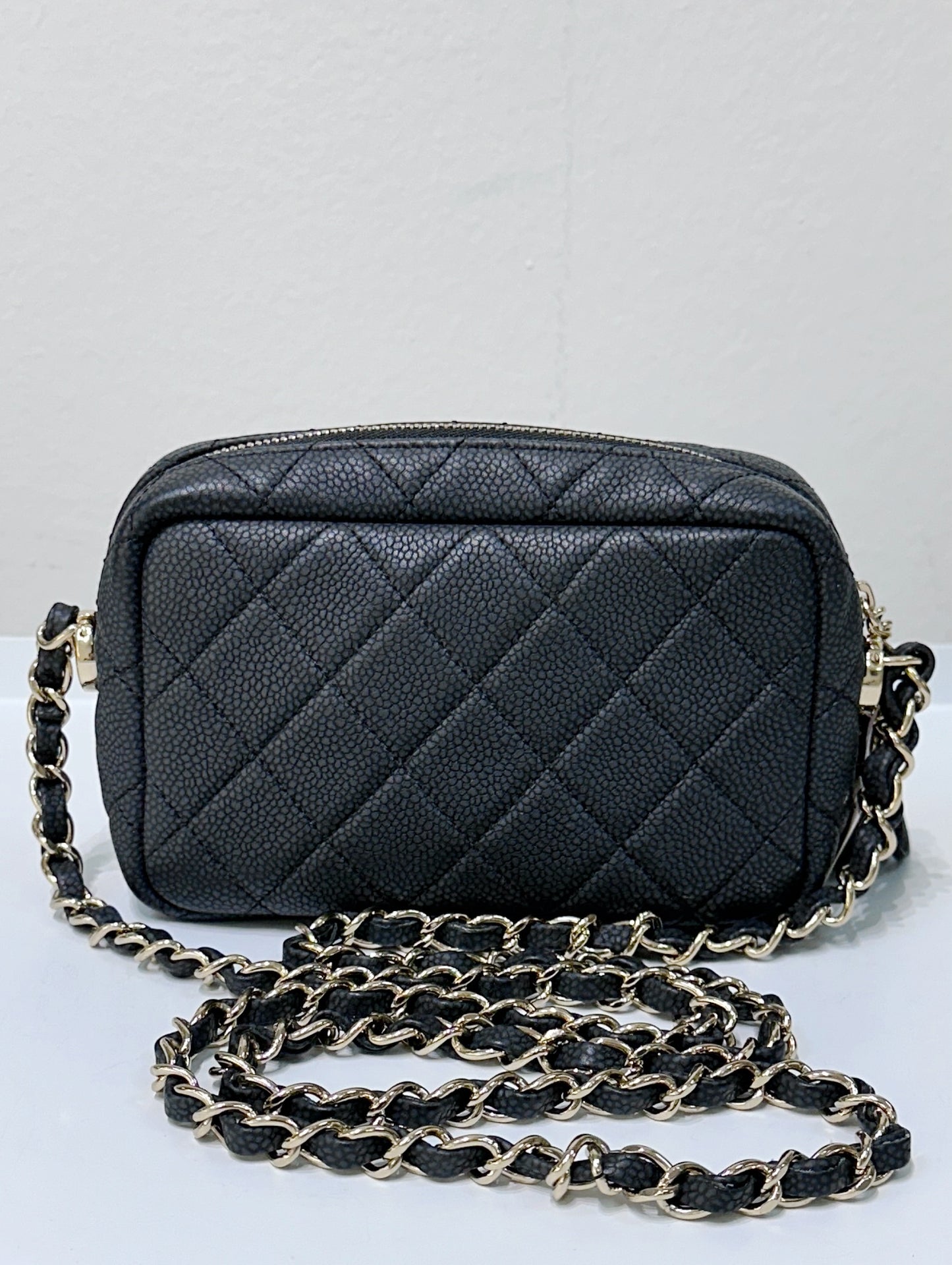 CHANEL Caviar Quilted Mini Coco Tassel Camera Case Black