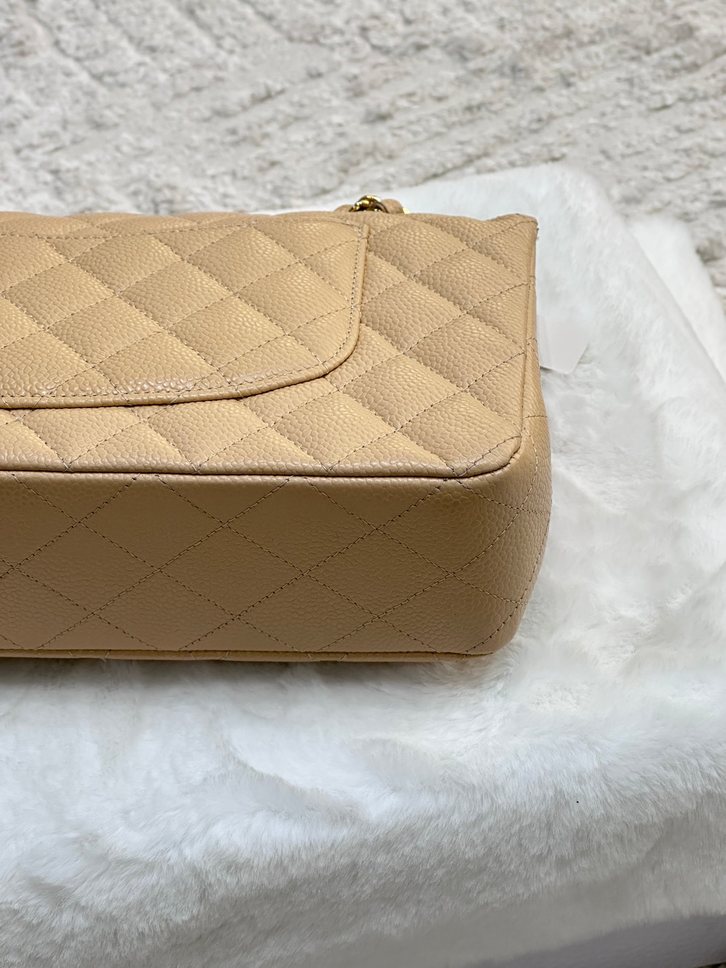 Chanel Medium Caviar Classic Double Flap Bag Beige