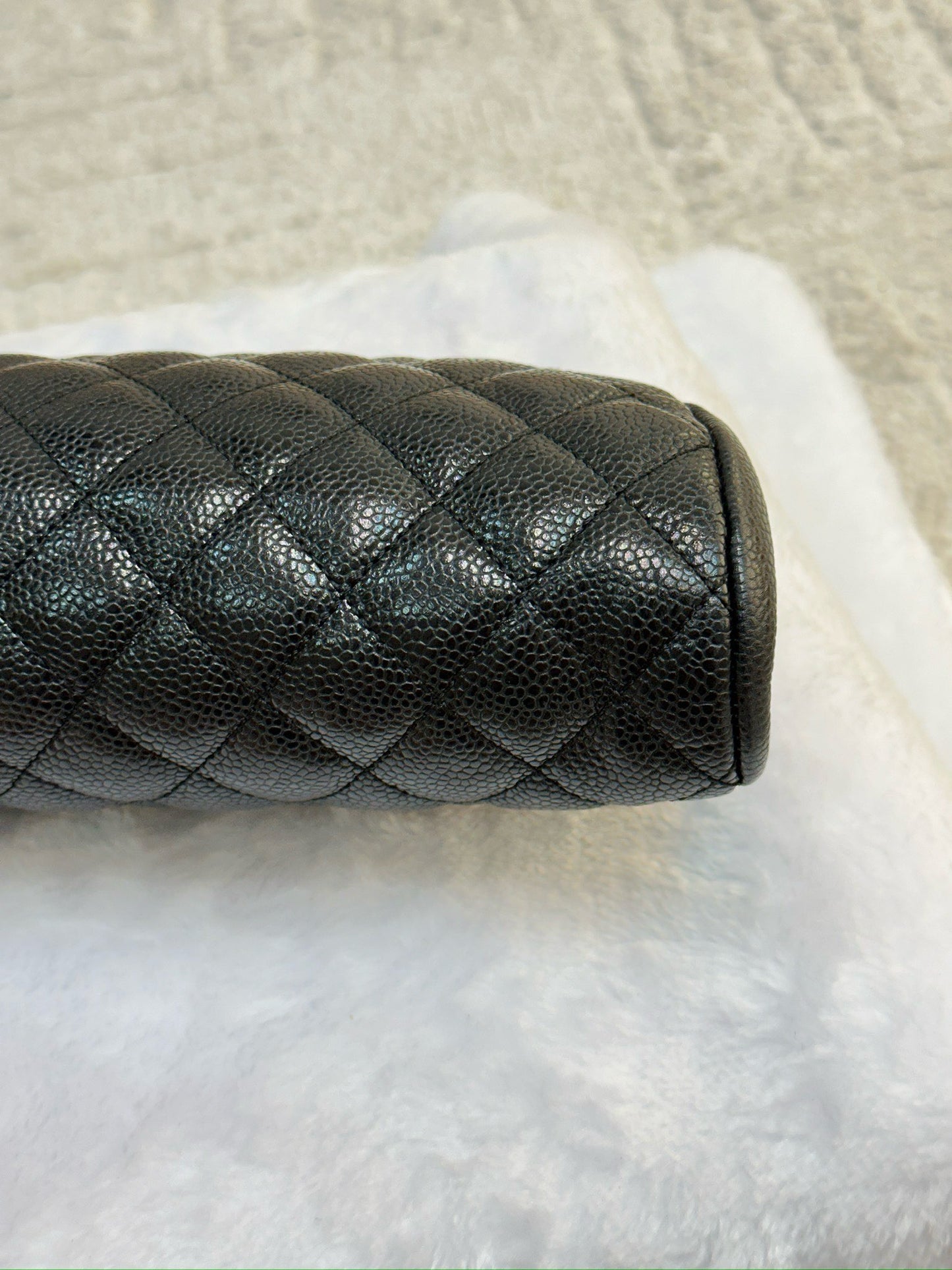 Chanel Quilted Timeless Kisslock Clutch Black Caviar SHW