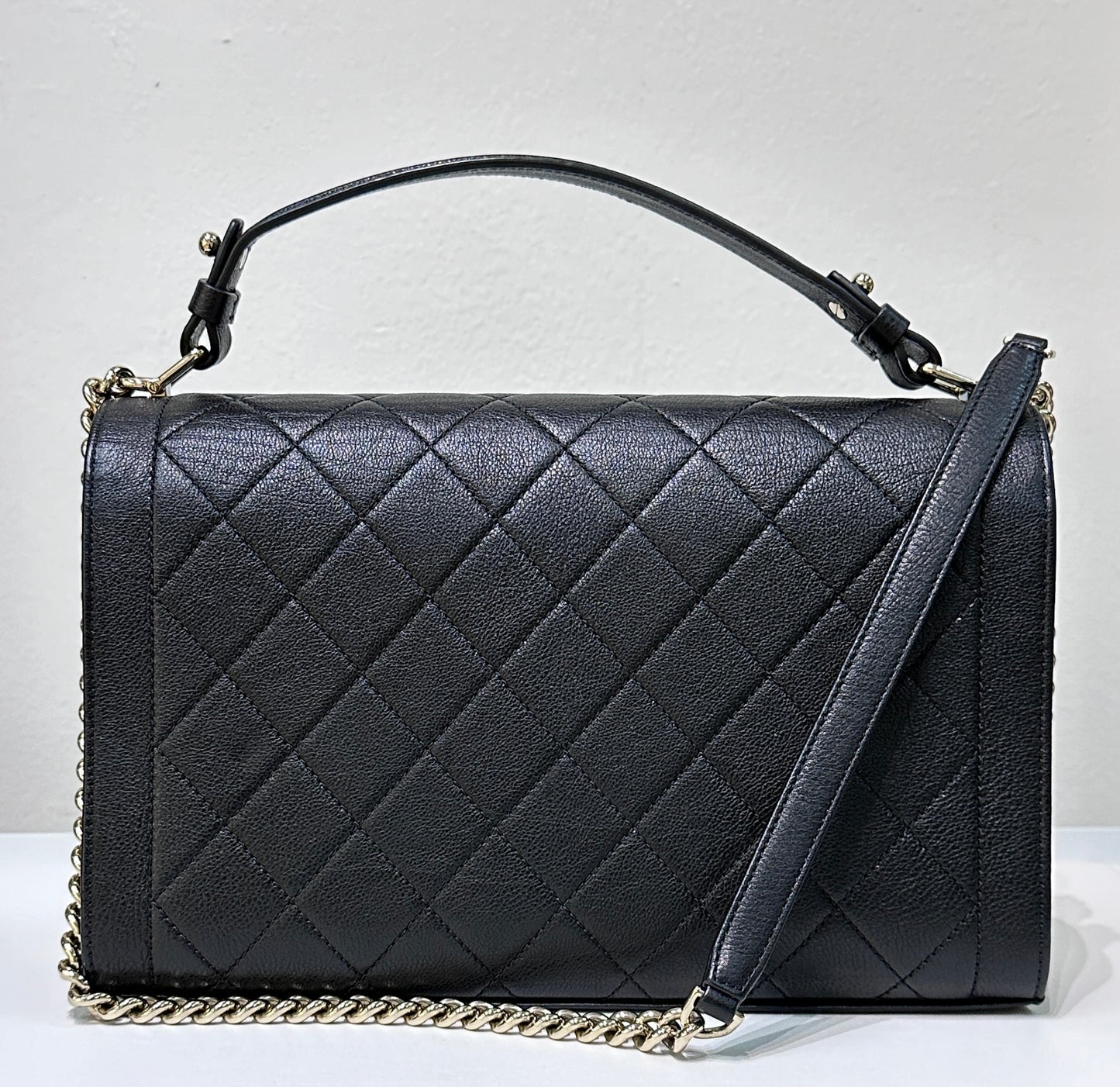 Chanel Black Leather Large Label Click Flap Bag