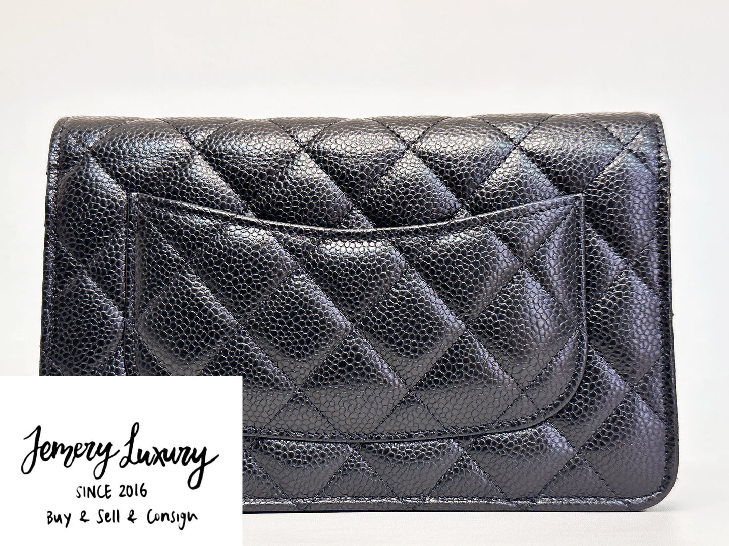 Chanel Classic Wallet on Chain Caviar Black GHW T876 microchip