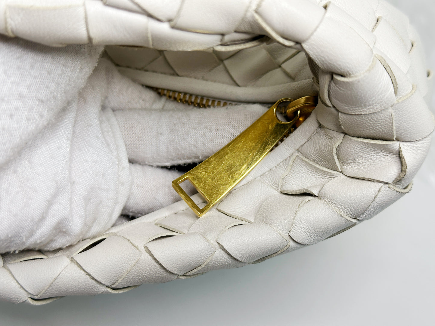 Bottega Veneta White Intrecciato Leather Mini Jodie Bag