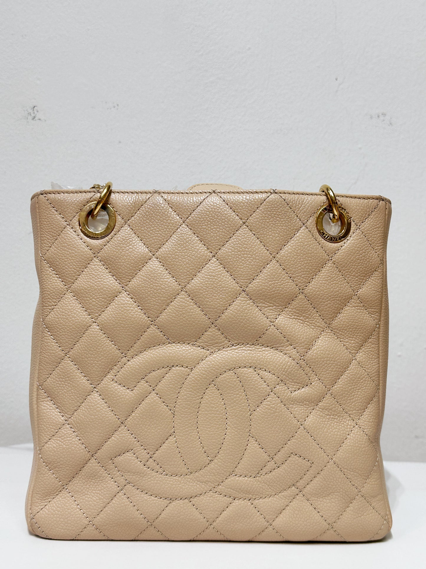 Chanel Caviar Quilted Petit Shopping Tote PST Beige GHW 1551 holo