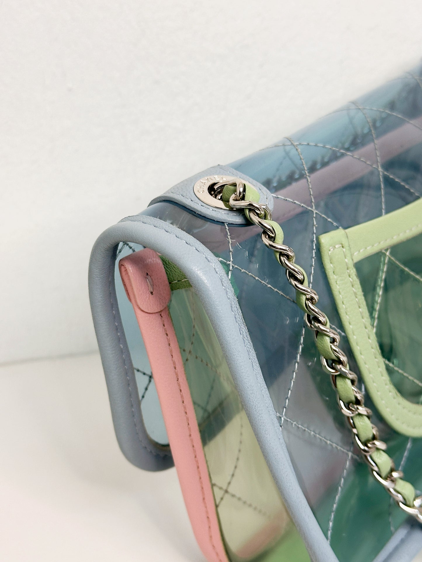 Chanel Coco Splash PVC Mini Flap Bag Blue/Pink/Green 2582 holo