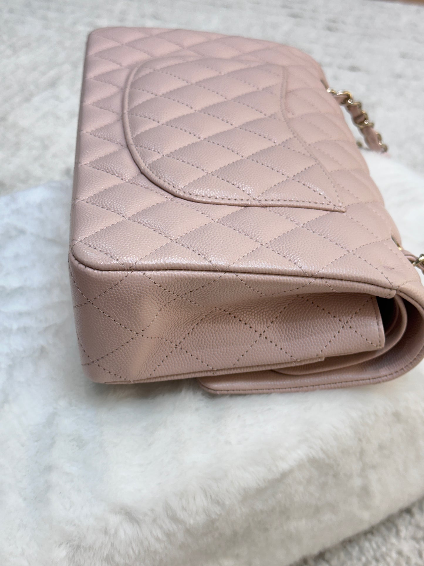 Chanel Medium Caviar Quilted Double Flap Light Pink 21Ｃ