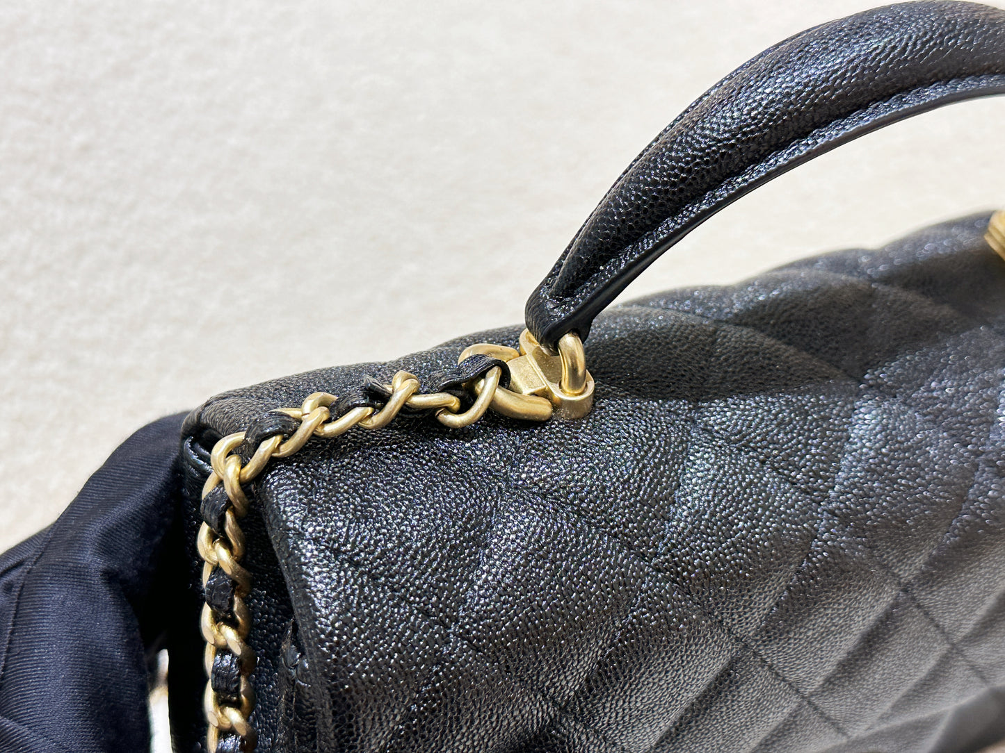 Chanel Mini Rectangular Top Handle Flap Bag Black Caviar GHW 3126 holo card