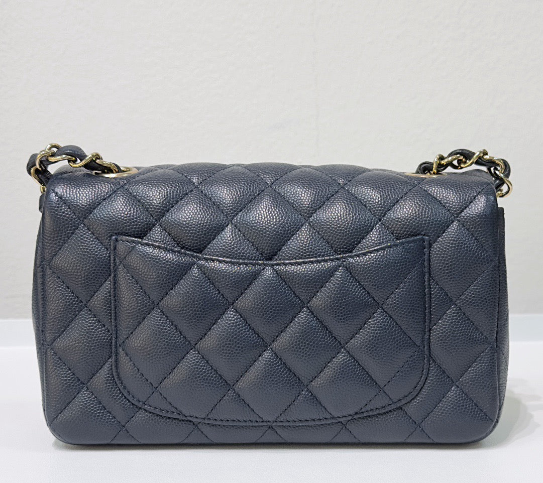 Chanel Mini Rectangular Caviar Navy Blue GHW