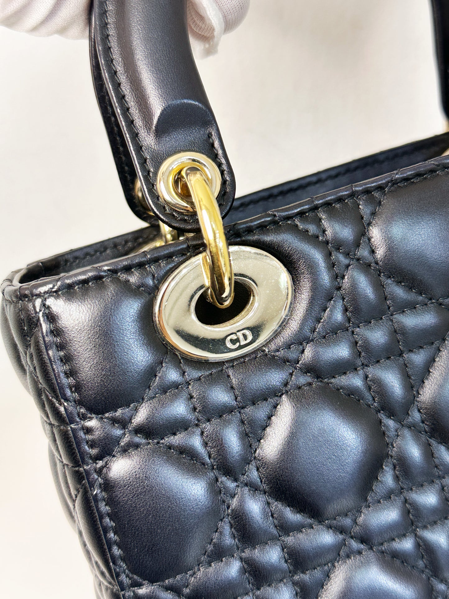 CHRISTIAN DIOR Lambskin Cannage Small My ABCDior Lady Dior Black GHW