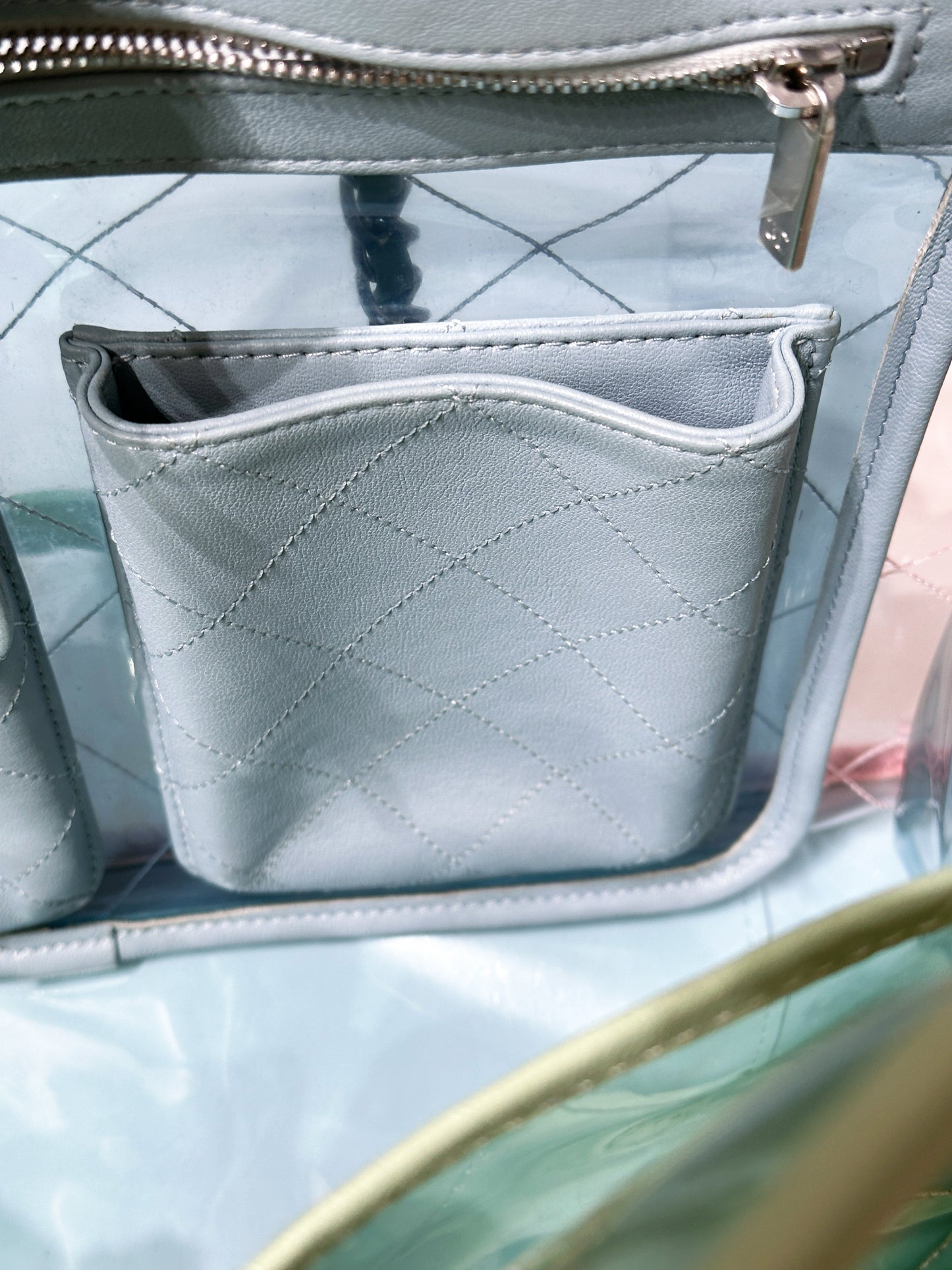 Chanel PVC Green/Pink/Blue Tote bag 2584 holo card