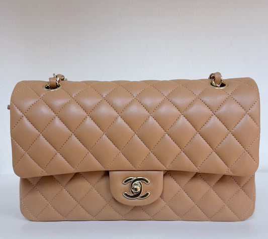 Chanel Medium Lambskin Classic Double Flap Bag 21P Caramel LGHW 3091 holo card