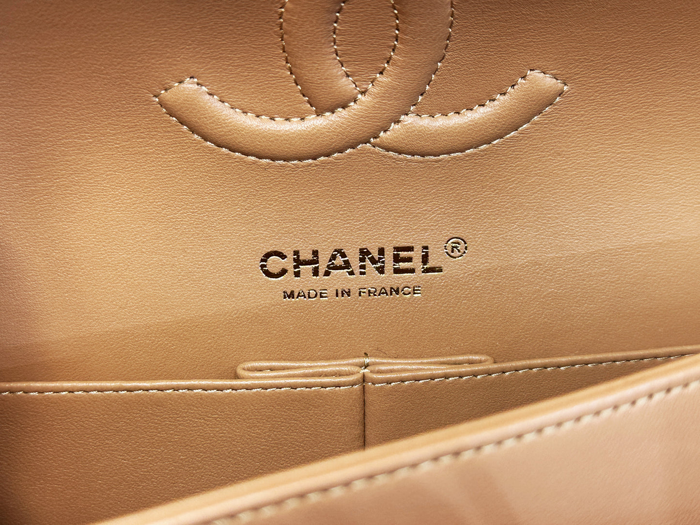 Chanel 21P Caramel Medium Lambskin Classic Double Flap Bag LGHW 3102 holo card
