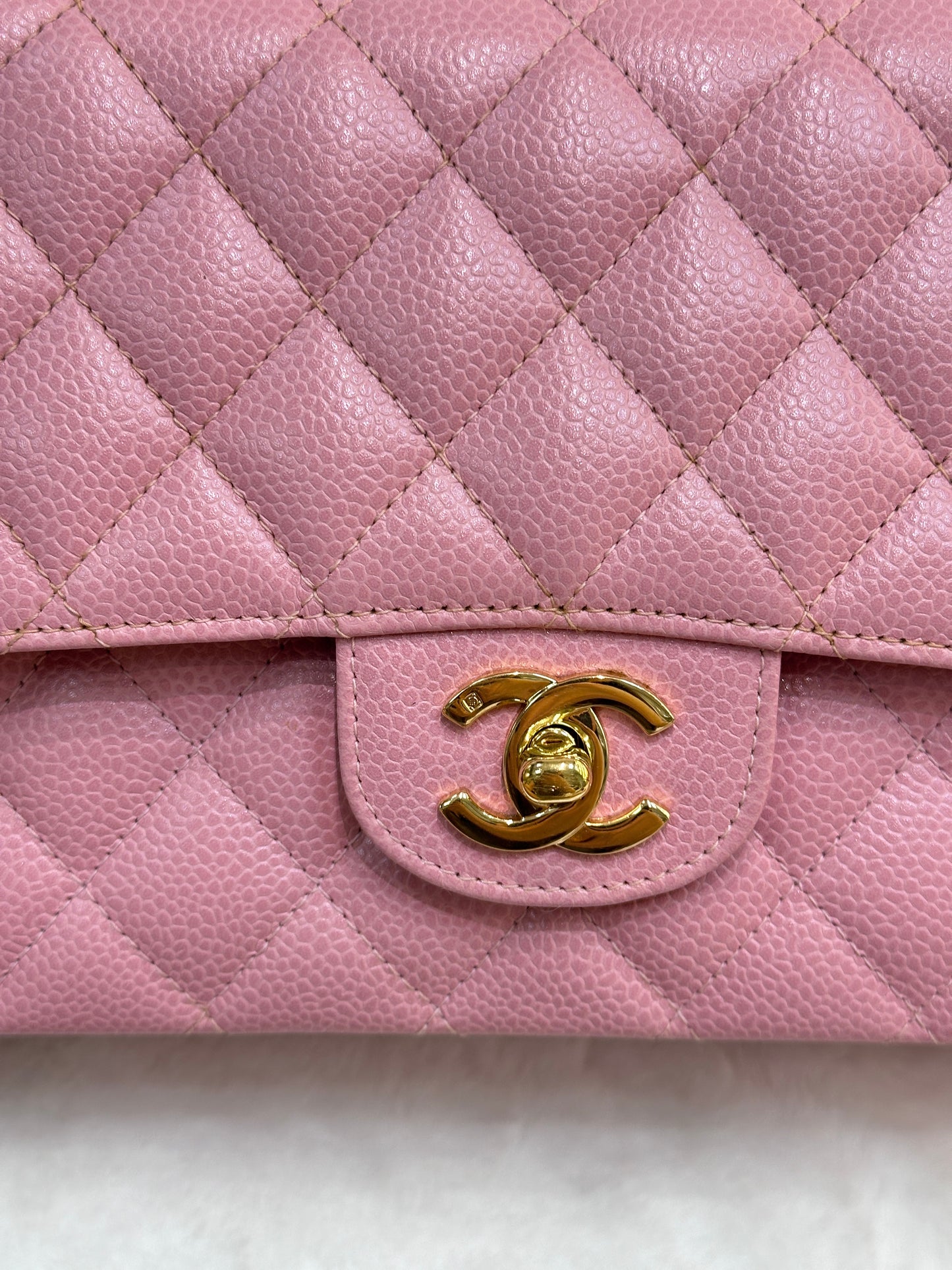 Chanel Medium Vintage Sakura Pink Caviar Classic Double Flap Bag 24K GHW