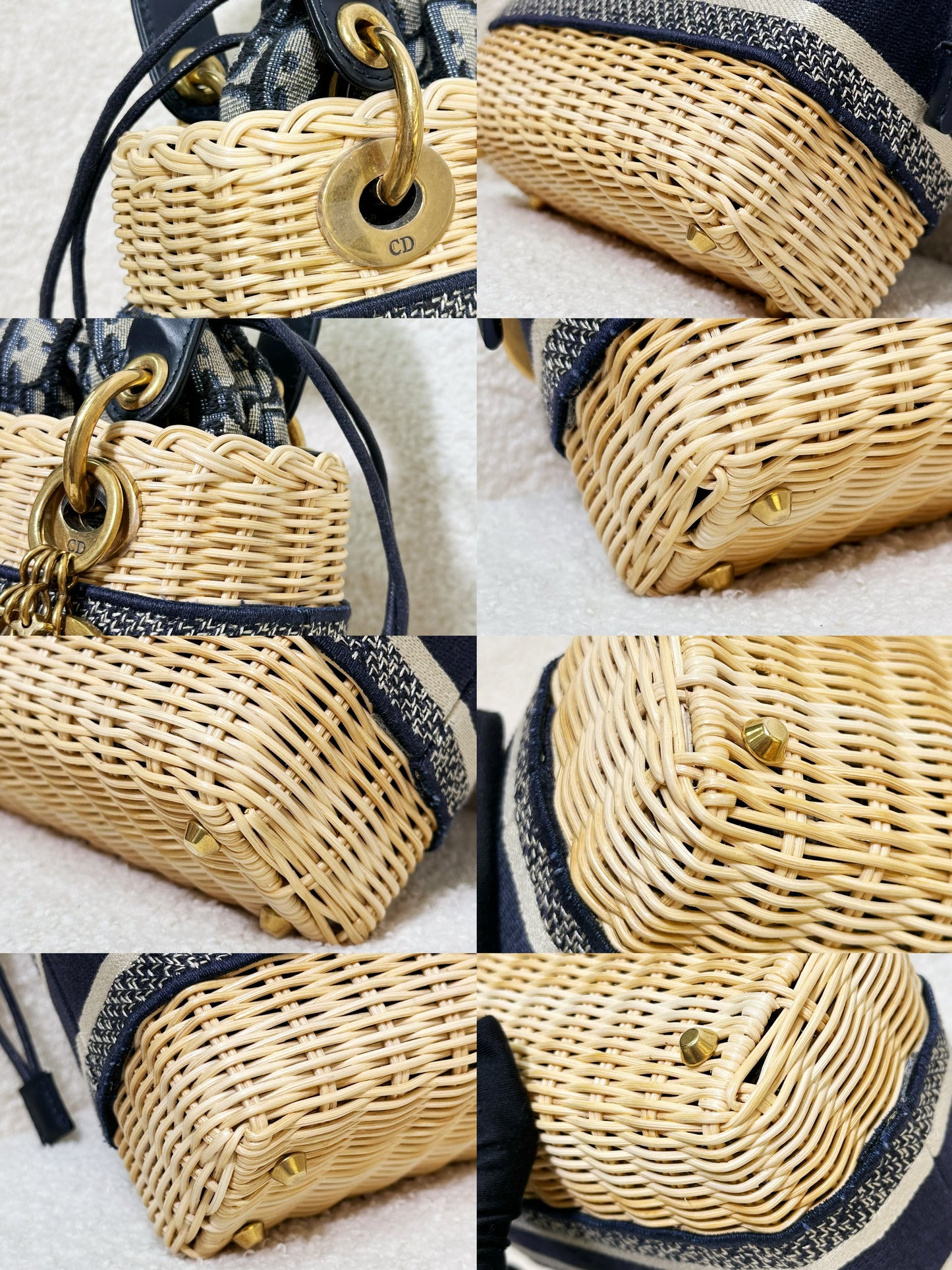 Christian Dior Bicolor Wicker Jacquard Mini Lady Dior Bag