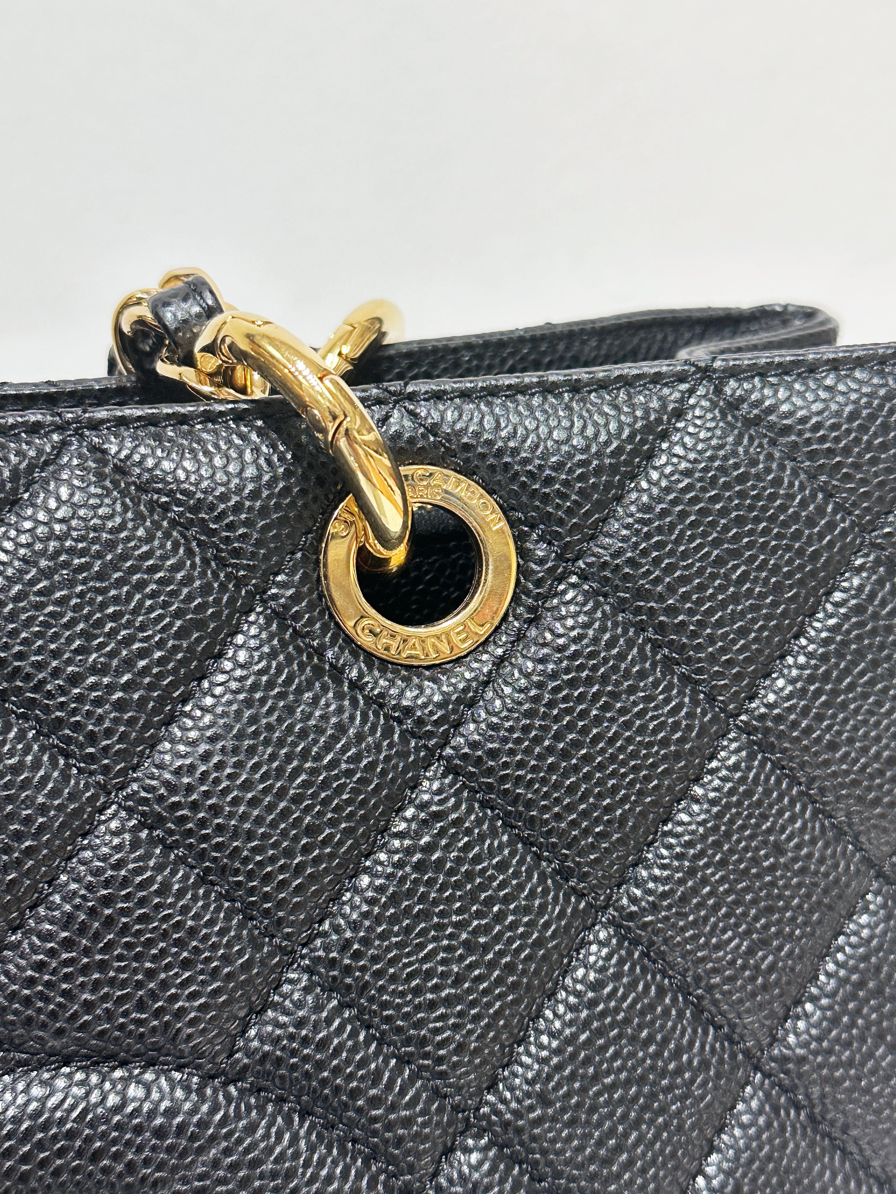 Chanel Caviar Grand Shopping Tote GST Black GHW 1640 holo card