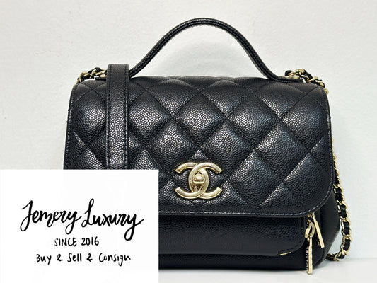 Chanel Caviar Quilted Small Business Affinity Flap Black E04A microchip