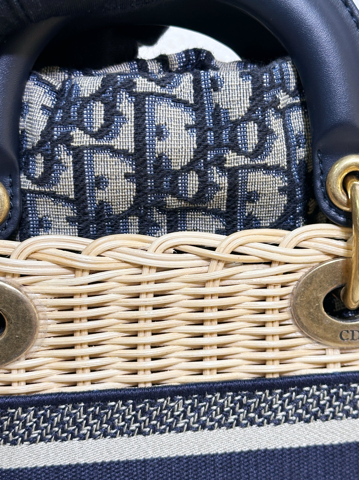 Christian Dior Bicolor Wicker Jacquard Mini Lady Dior Bag