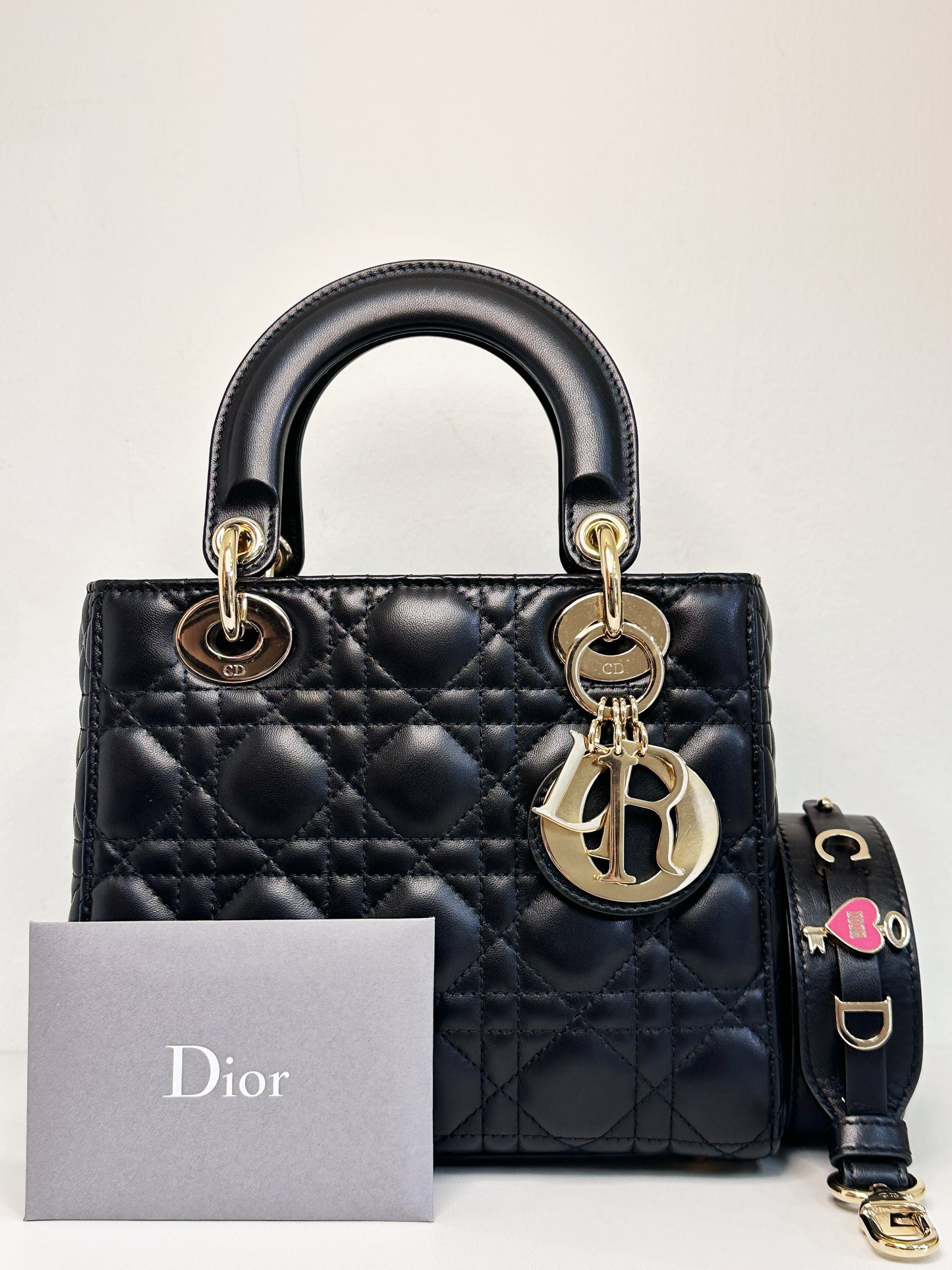 CHRISTIAN DIOR Lambskin Cannage Small My ABCDior Lady Dior Black GHW