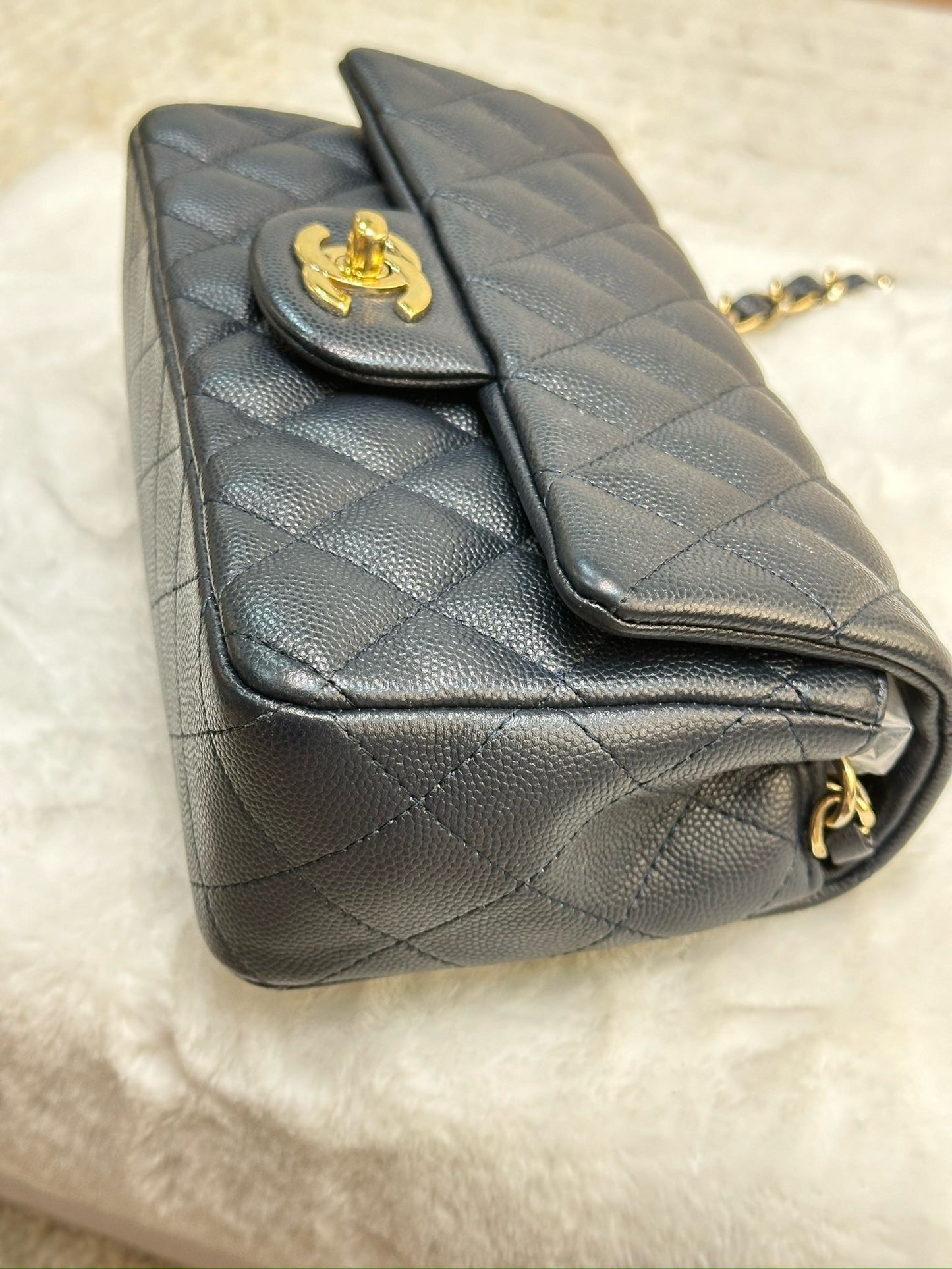 Chanel Mini Rectangular Caviar Navy Blue GHW