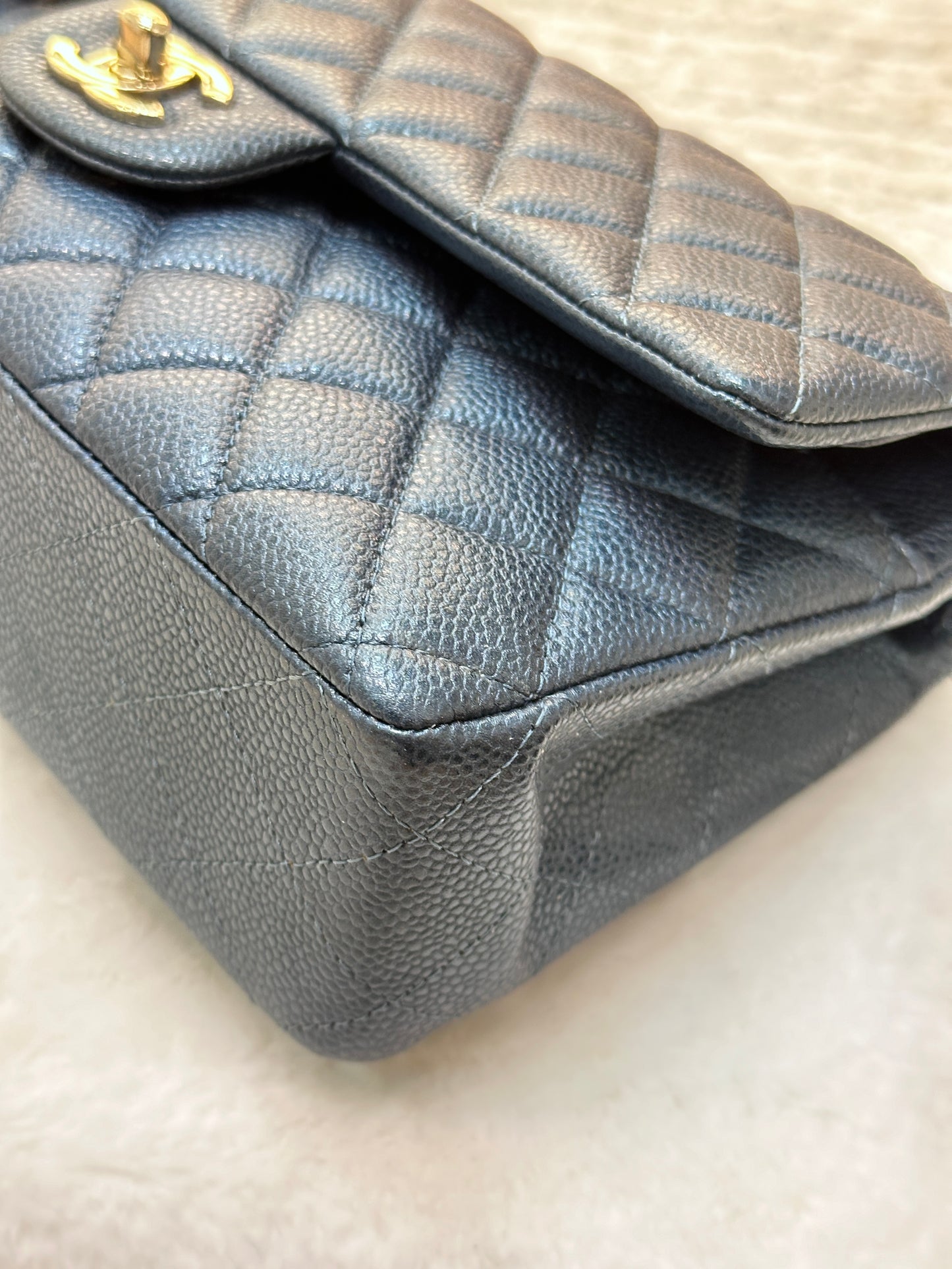 Chanel Quilted Medium Double Flap Blue Caviar 18S GHW