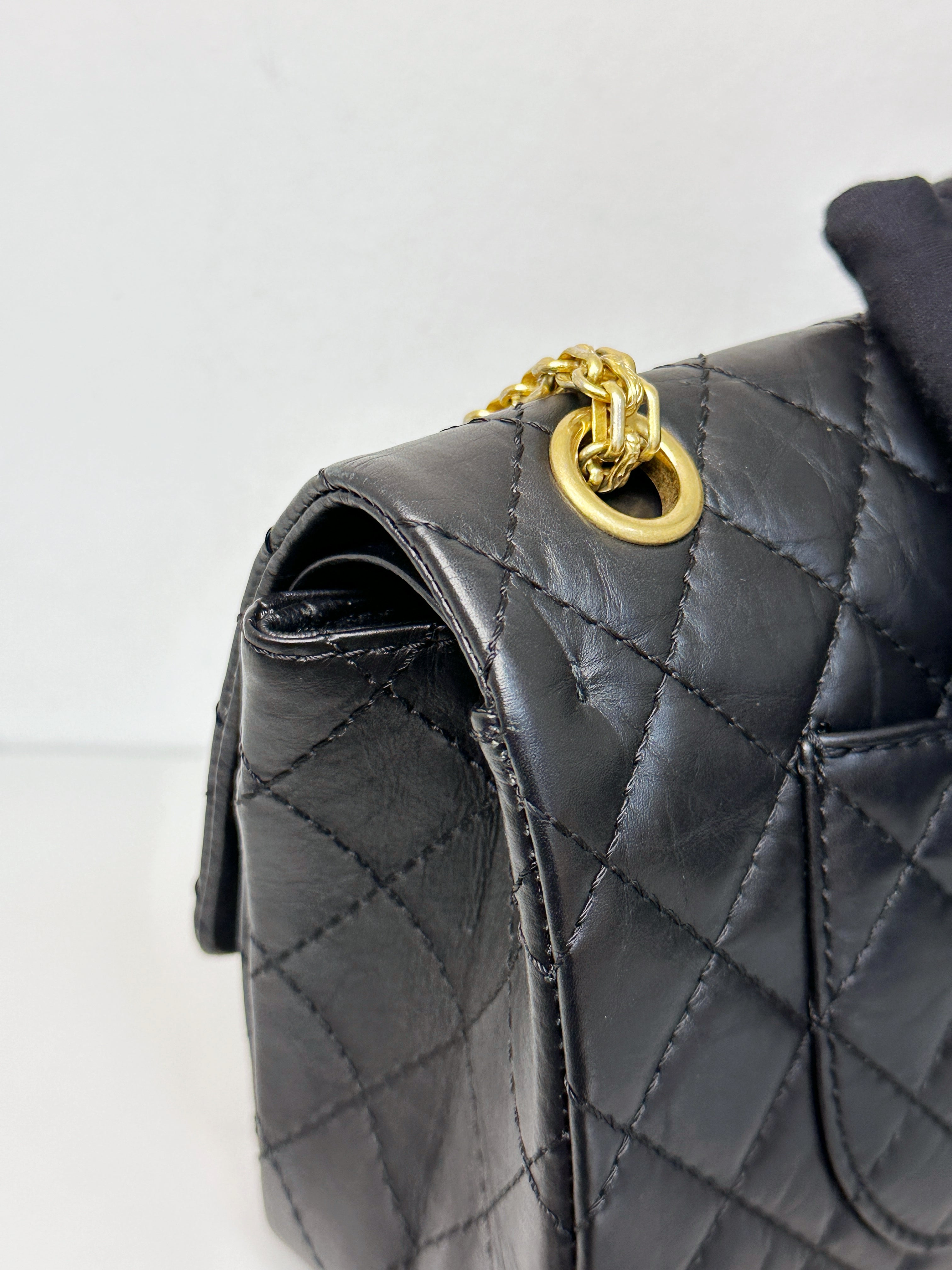 Chanel Small 2.55 Reissue Aged Calfskin Lucky Charms 225 Flap Black GHW