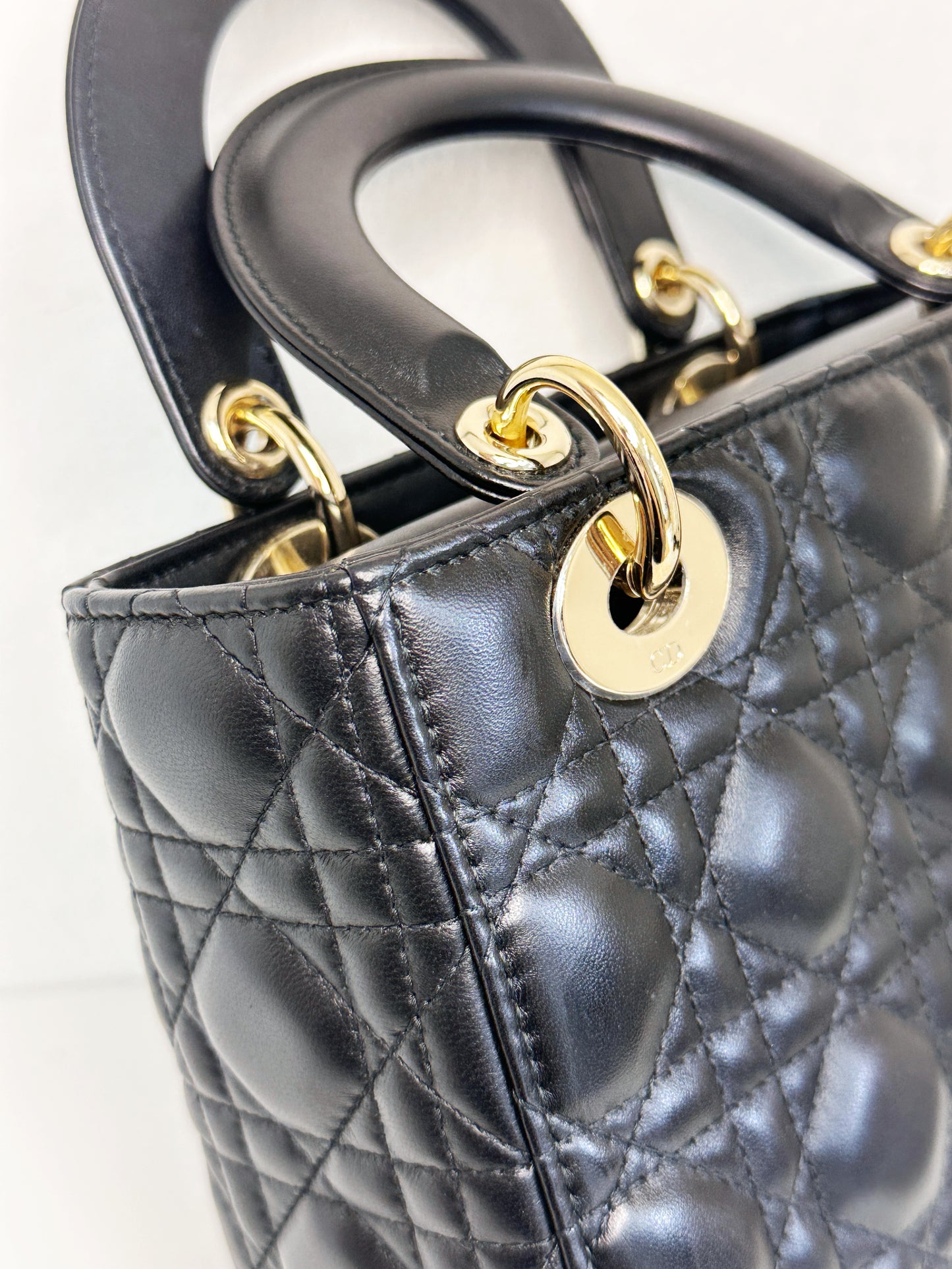 CHRISTIAN DIOR Lambskin Cannage Small My ABCDior Lady Dior Black GHW