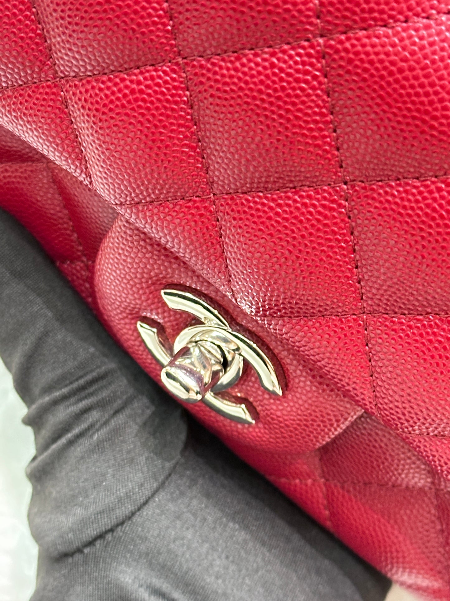 Chanel Mini Rectangular Caviar Quilted Flap Red 17B SHW