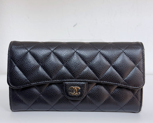 Chanel Classic Flap Long Wallet in GHW 3198 holo card