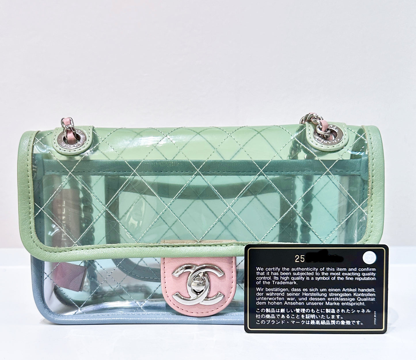 Chanel Coco Splash PVC Mini Flap Bag Blue/Green/Pink Silver Hardware