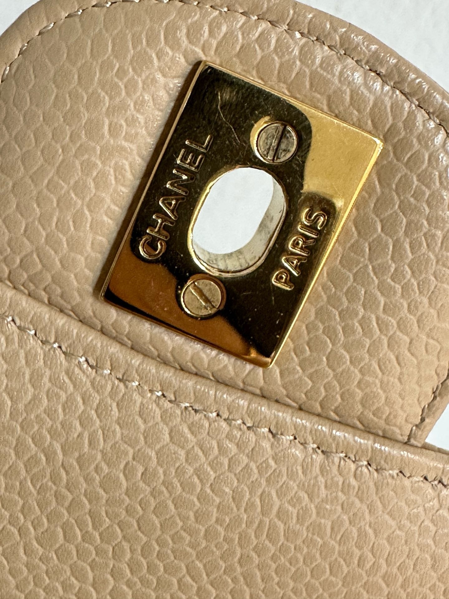 Chanel Medium Beige Classic Caviar Double Flap Bag GHW 1598 holo card