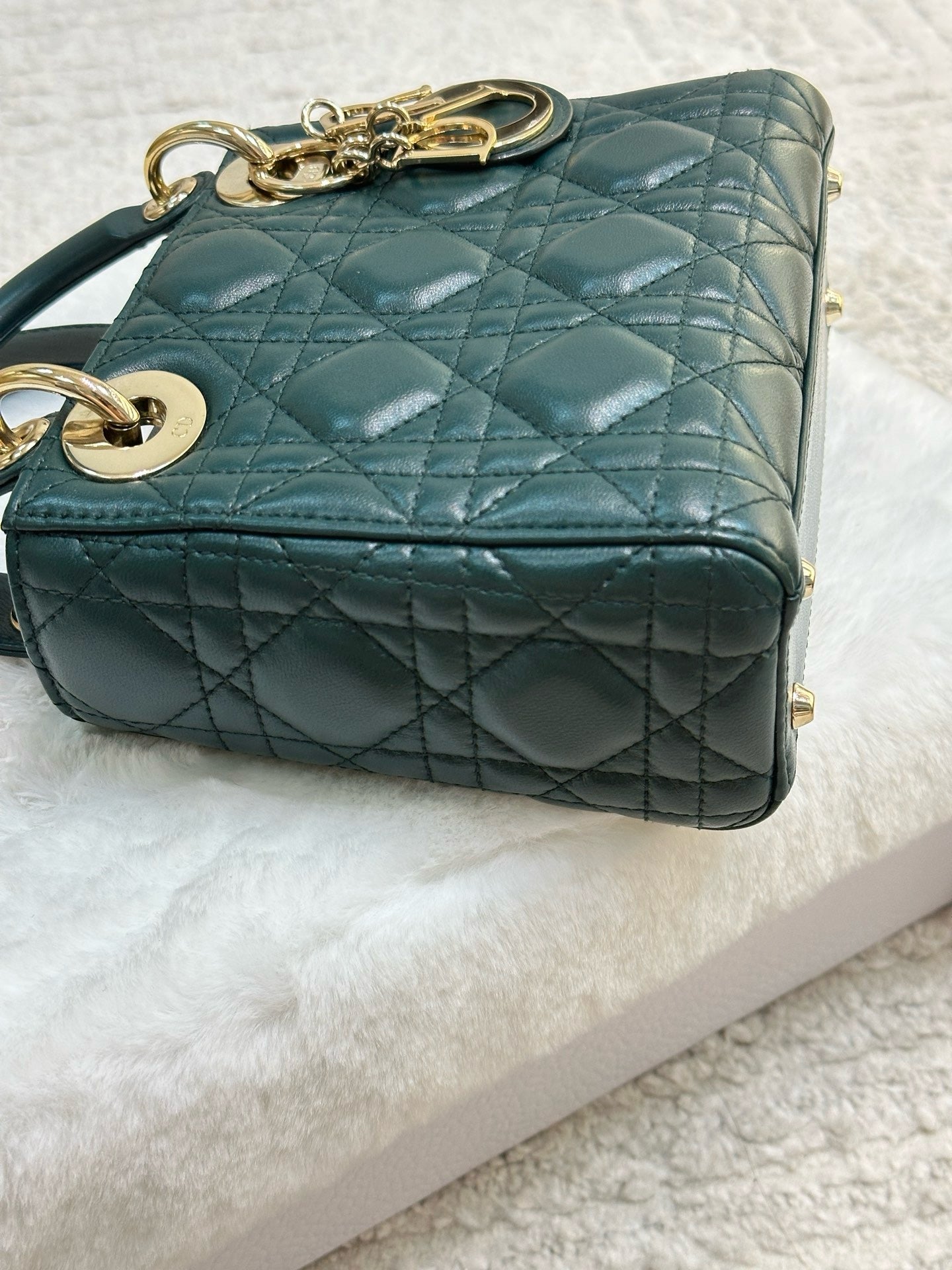 Christian Dior Mini Lambskin Cannage Lady Dior Green