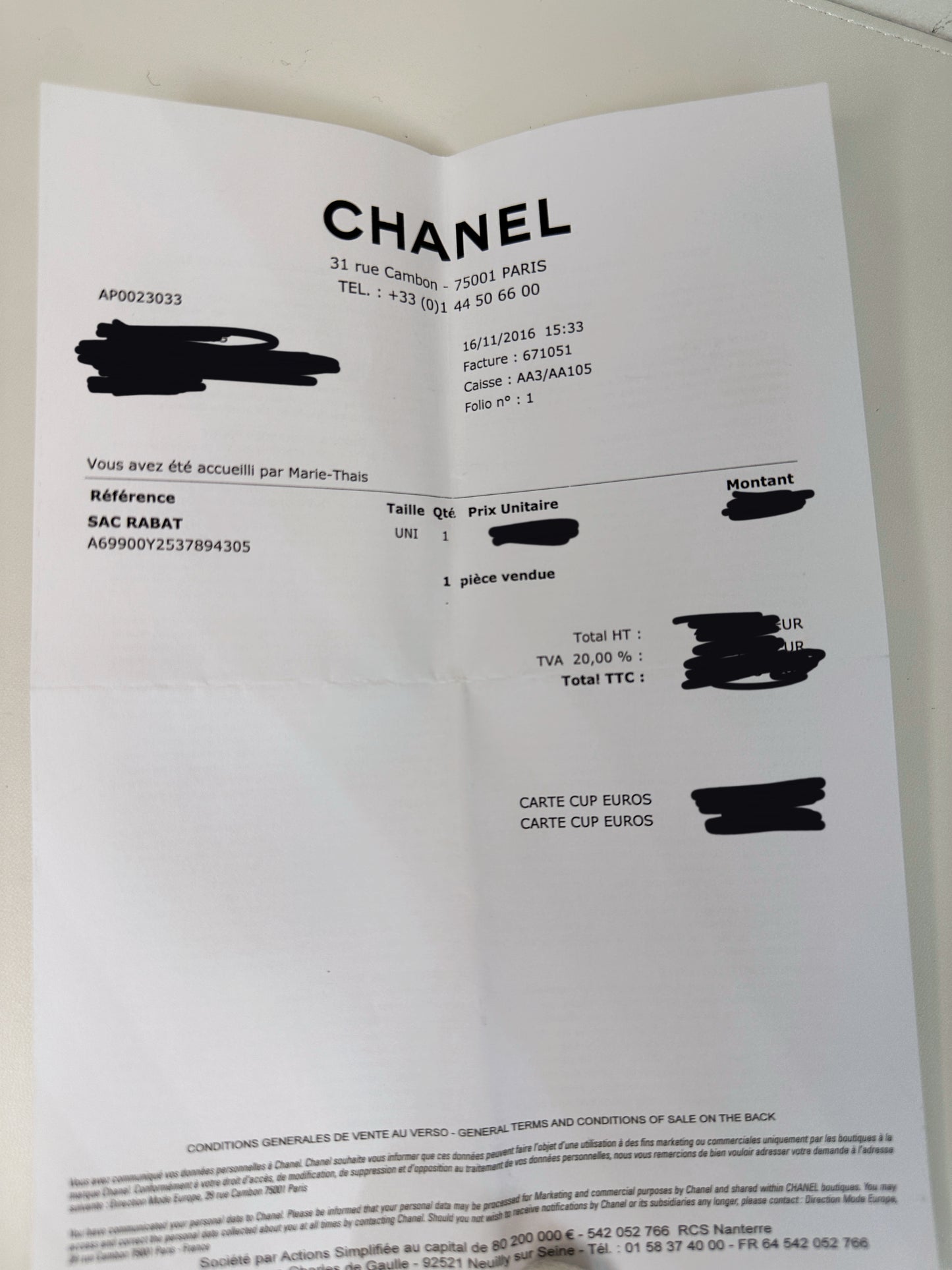Chanel Caviar Classic Quilted Mini Rectangular Flap black GHW 2353 holo card