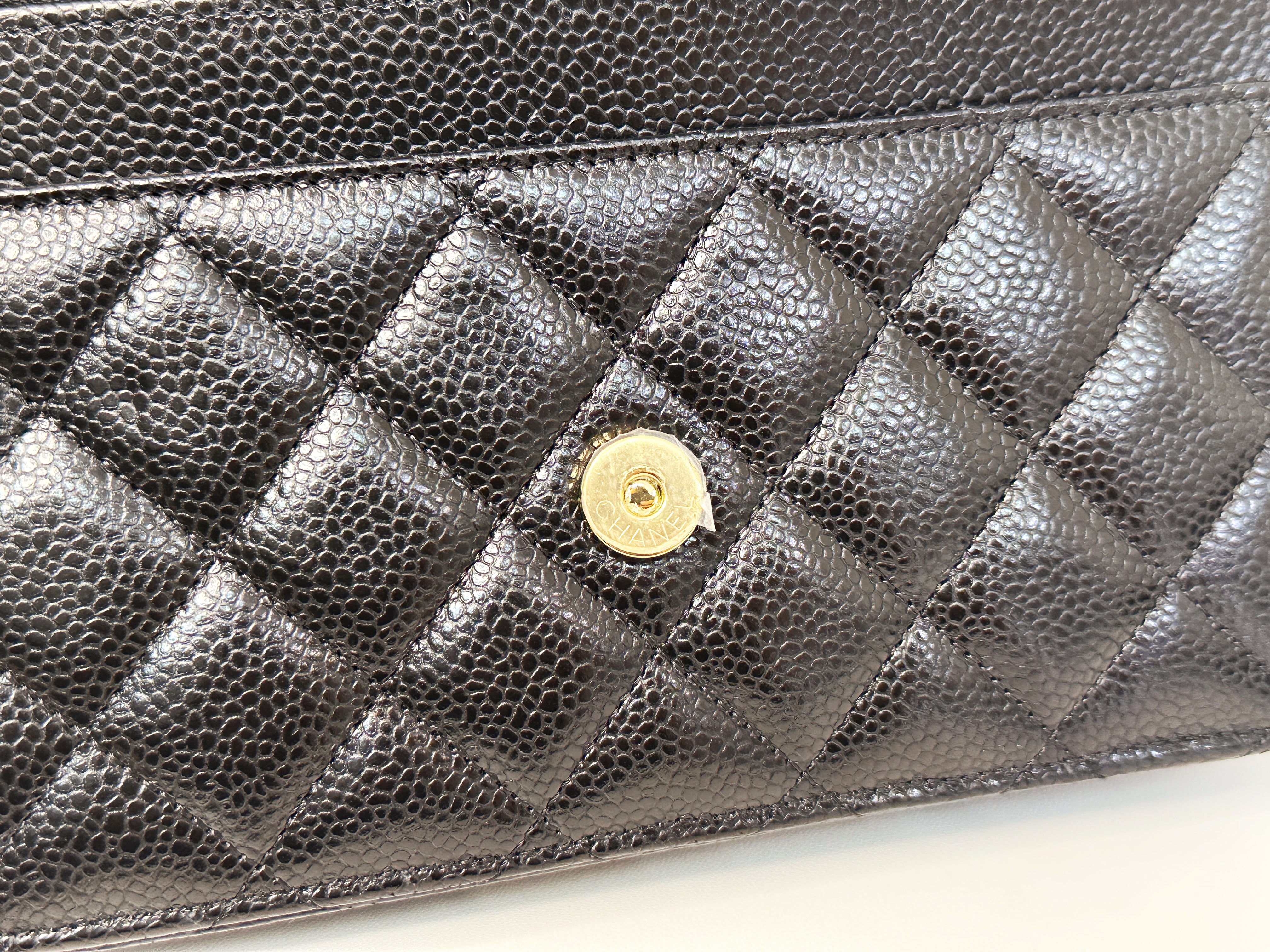Chanel Classic Wallet on Chain Caviar Black GHW T876 microchip