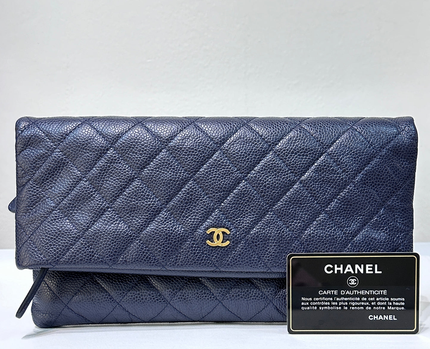 Chanel Beauty CC Clutch Quilted Caviar Blue
